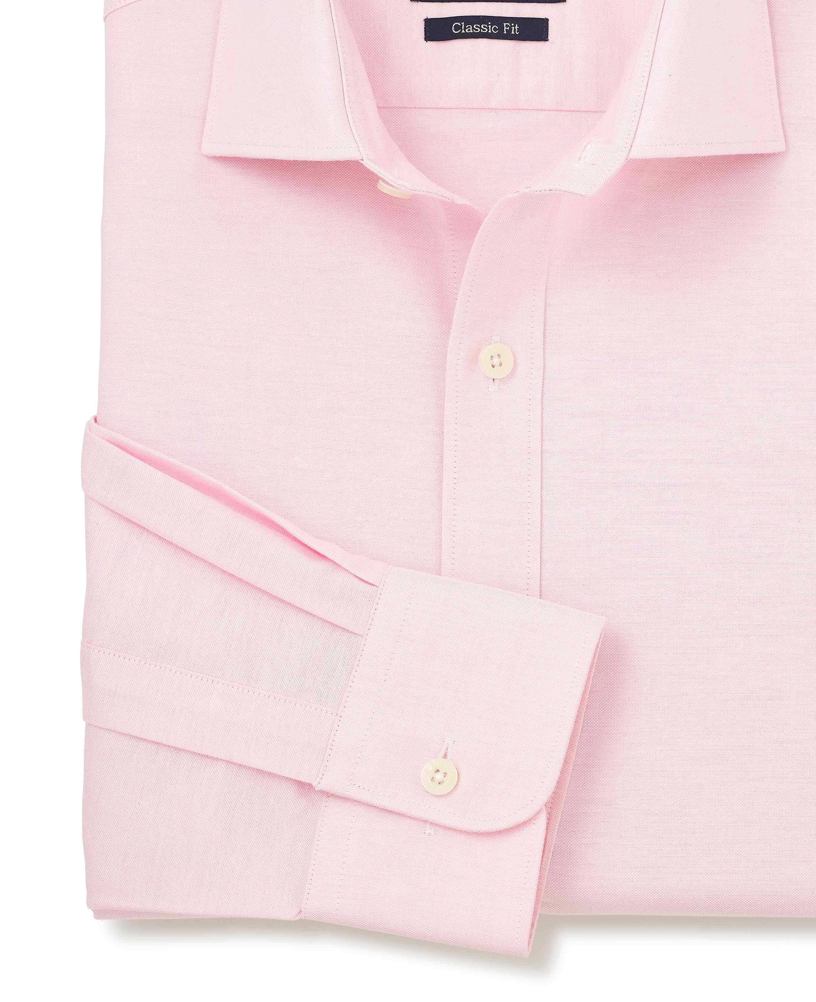 Pink Pinpoint Cotton Classic Fit Formal Shirt - Single Cuff - Image 6