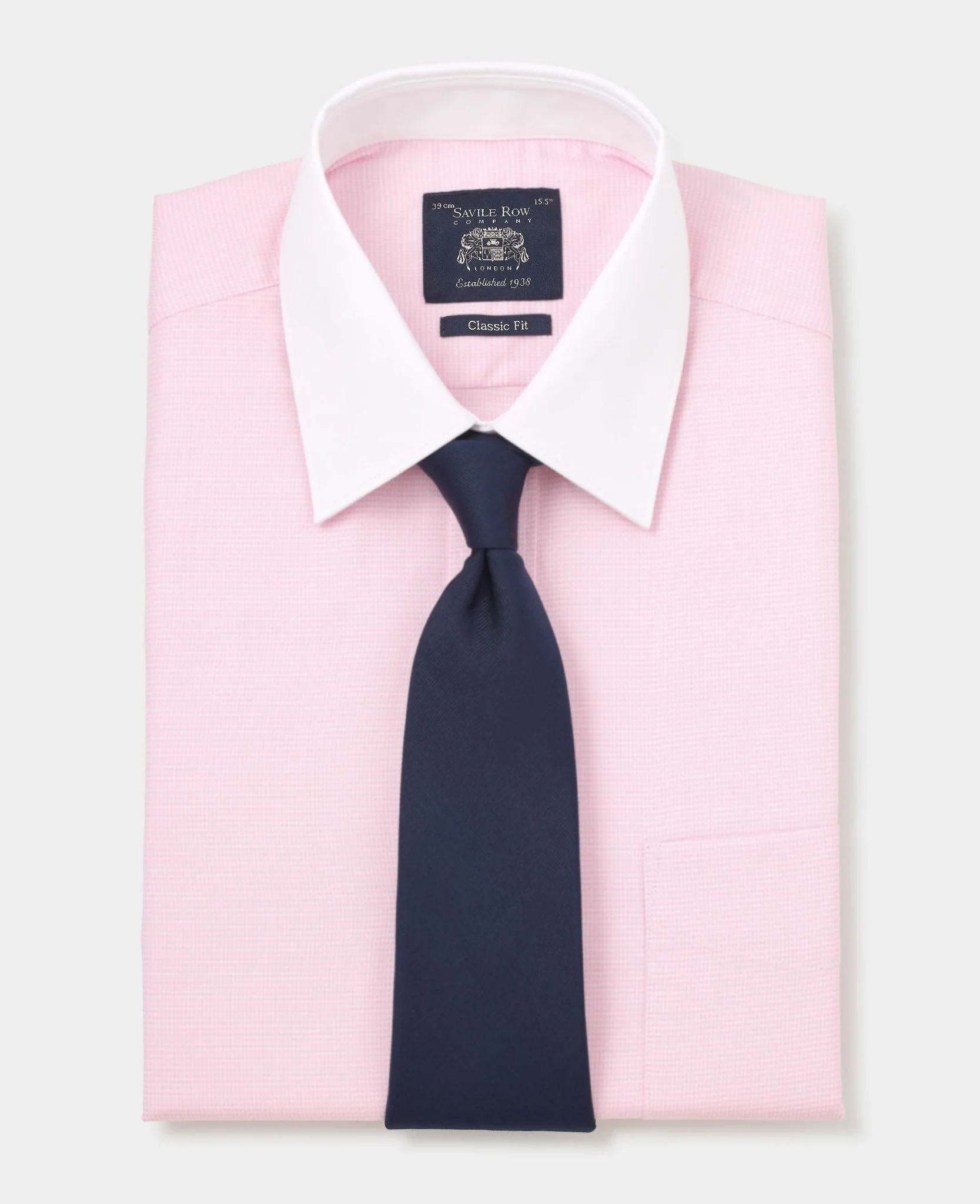Pink Textured Cotton Puppytooth Classic Fit Winchester Formal Shirt - Double Cuff - Image 9