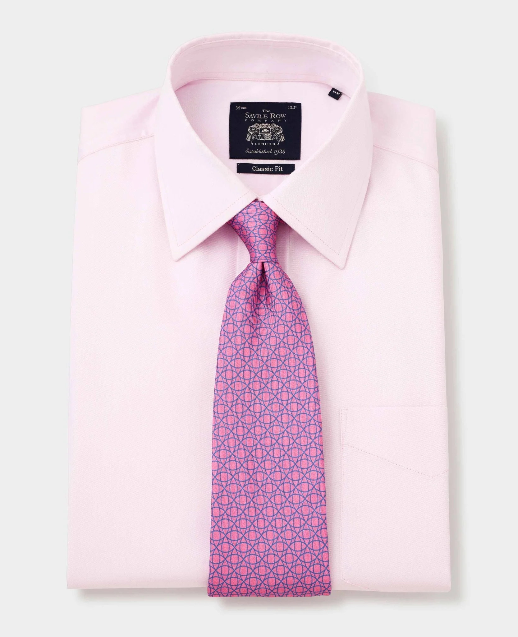 Pink Twill Classic Fit Non-Iron Formal Shirt - Double Cuff [RTC] - Image 5