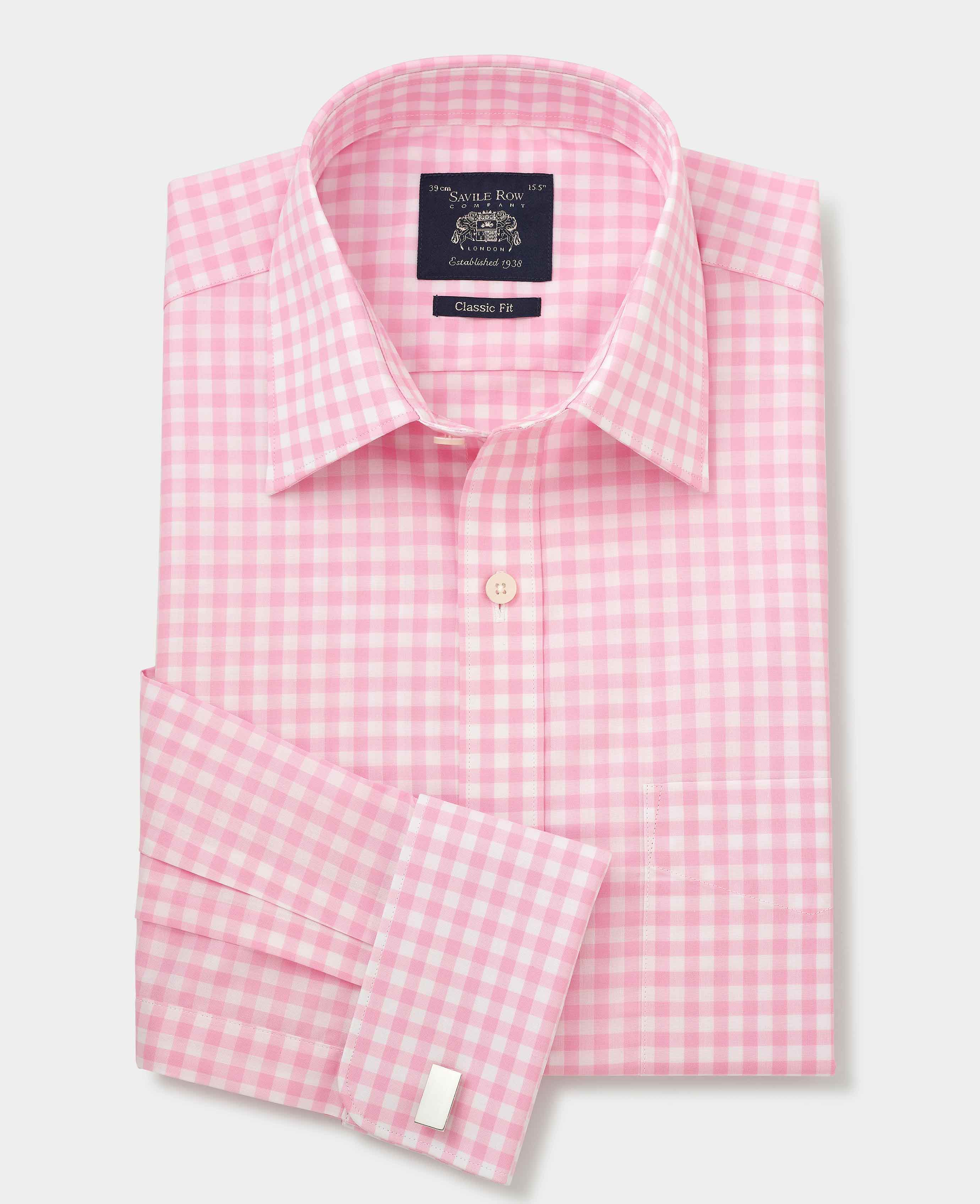 Pink White Check Classic Fit Shirt - Double Cuff [RTC]
