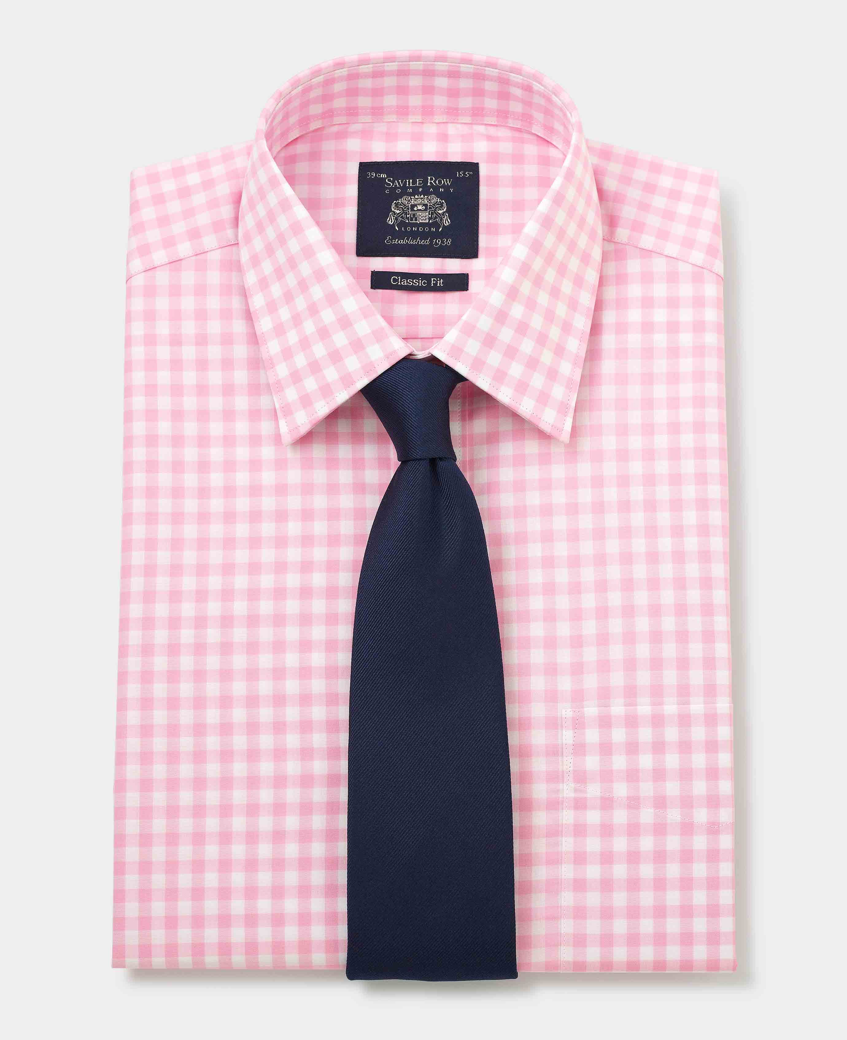 Pink White Check Classic Fit Shirt - Double Cuff [RTC] - Image 3