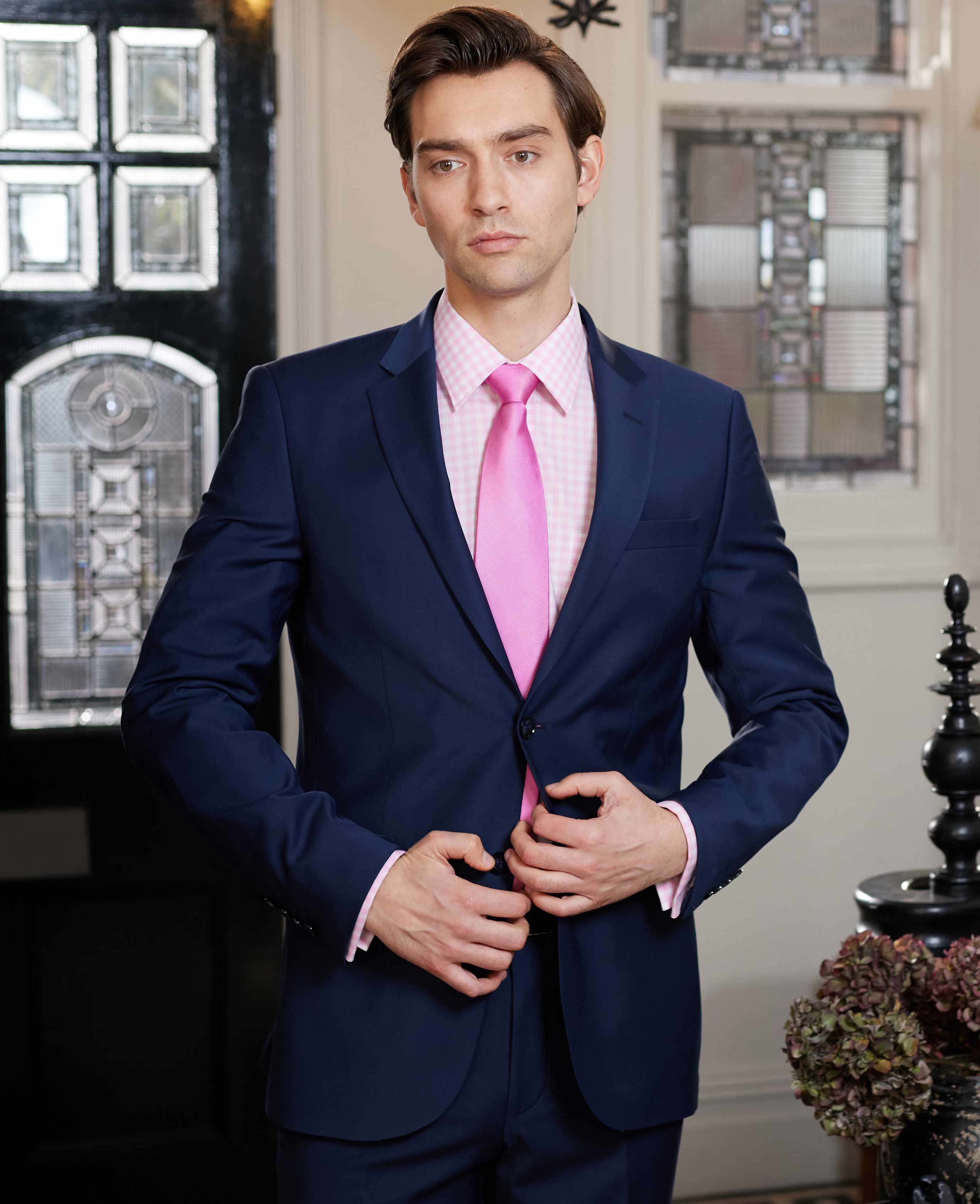 Pink White Check Classic Fit Shirt - Double Cuff [RTC] - Image 4