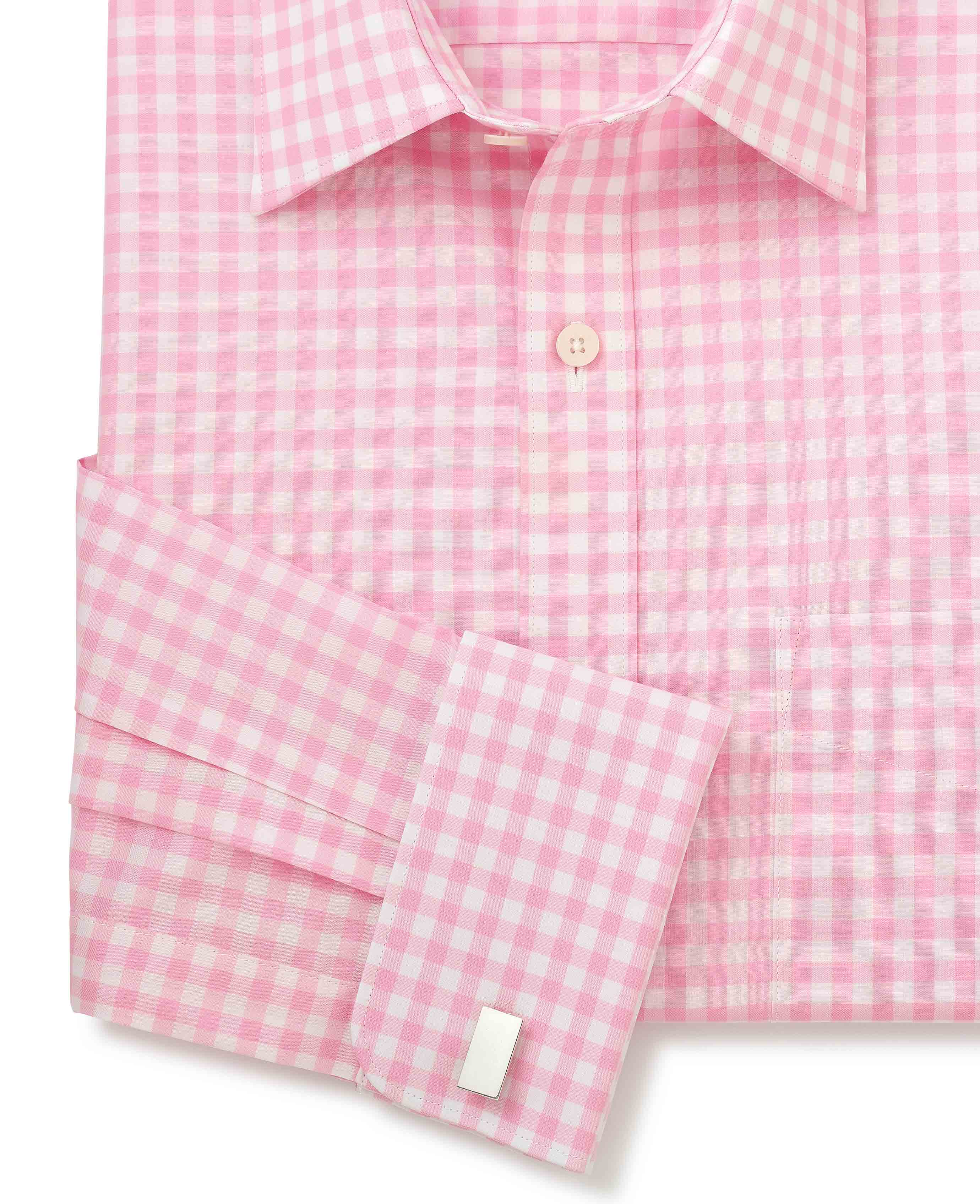 Pink White Check Classic Fit Shirt - Double Cuff [RTC] - Image 6