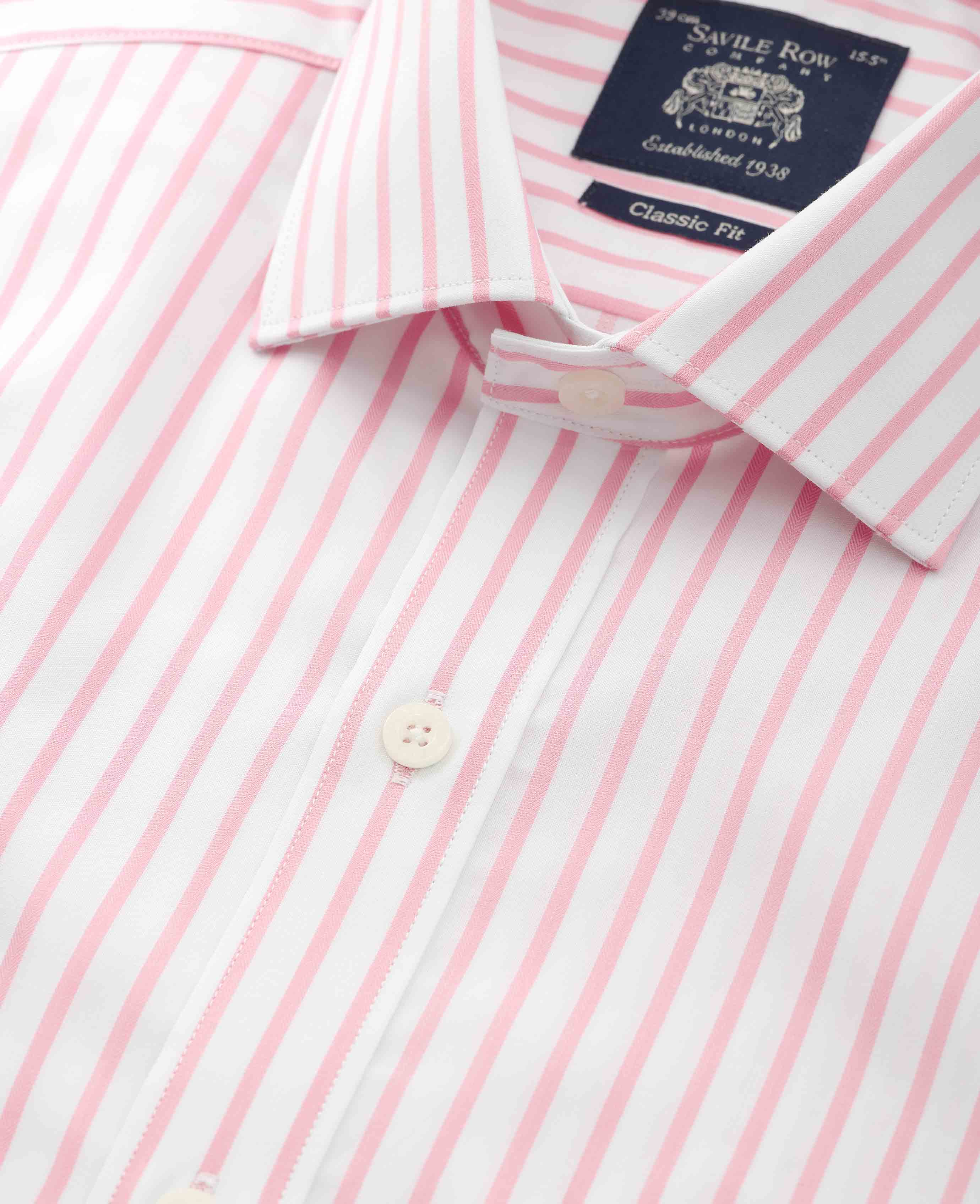 Pink White Stripe Cotton Classic Fit Formal Shirt - Single Cuff - Image 3