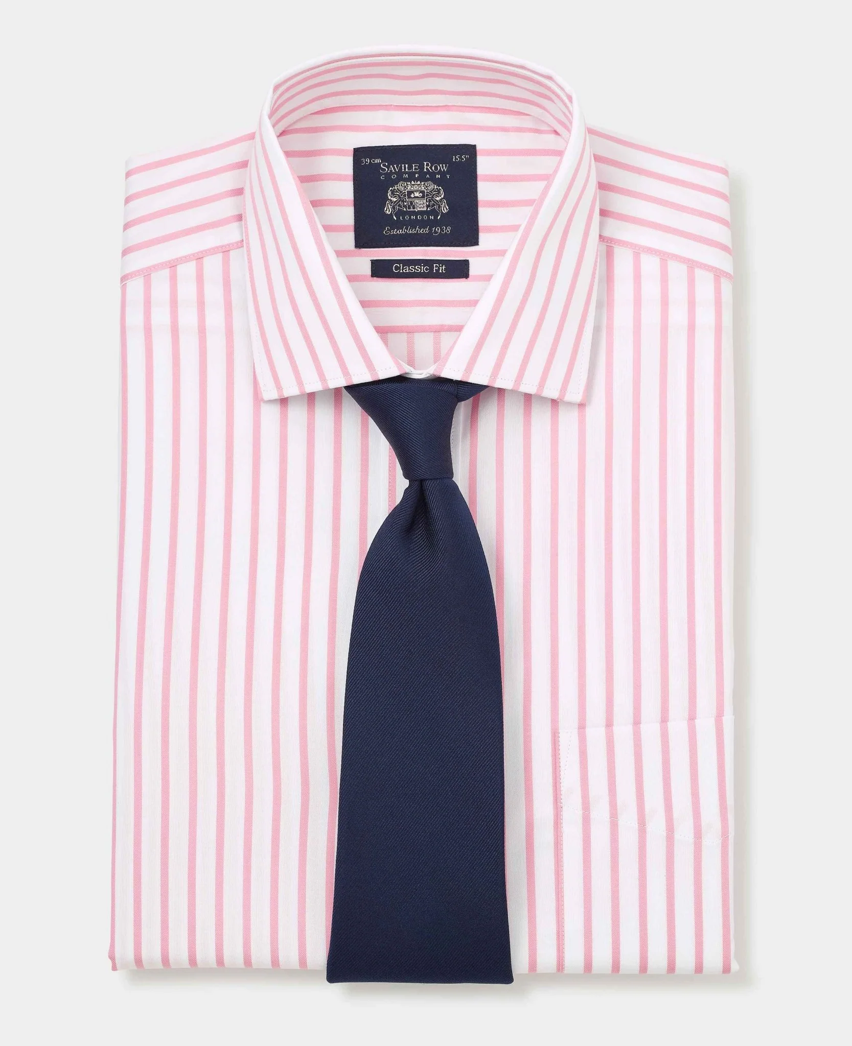 Pink White Stripe Cotton Classic Fit Formal Shirt - Single Cuff - Image 5