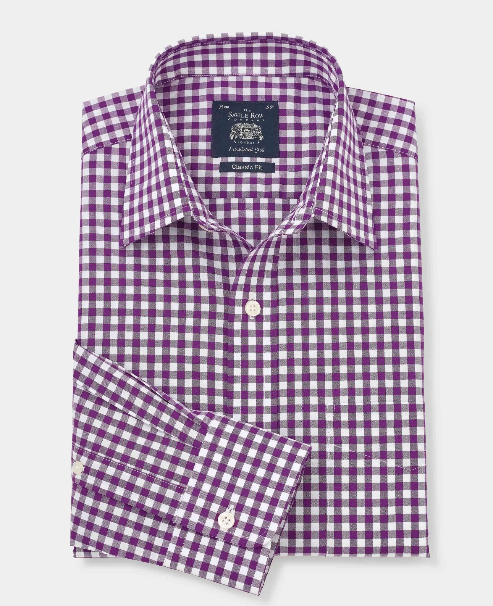 Purple Gingham Check Classic Fit Formal Shirt - Single Cuff [RTC]