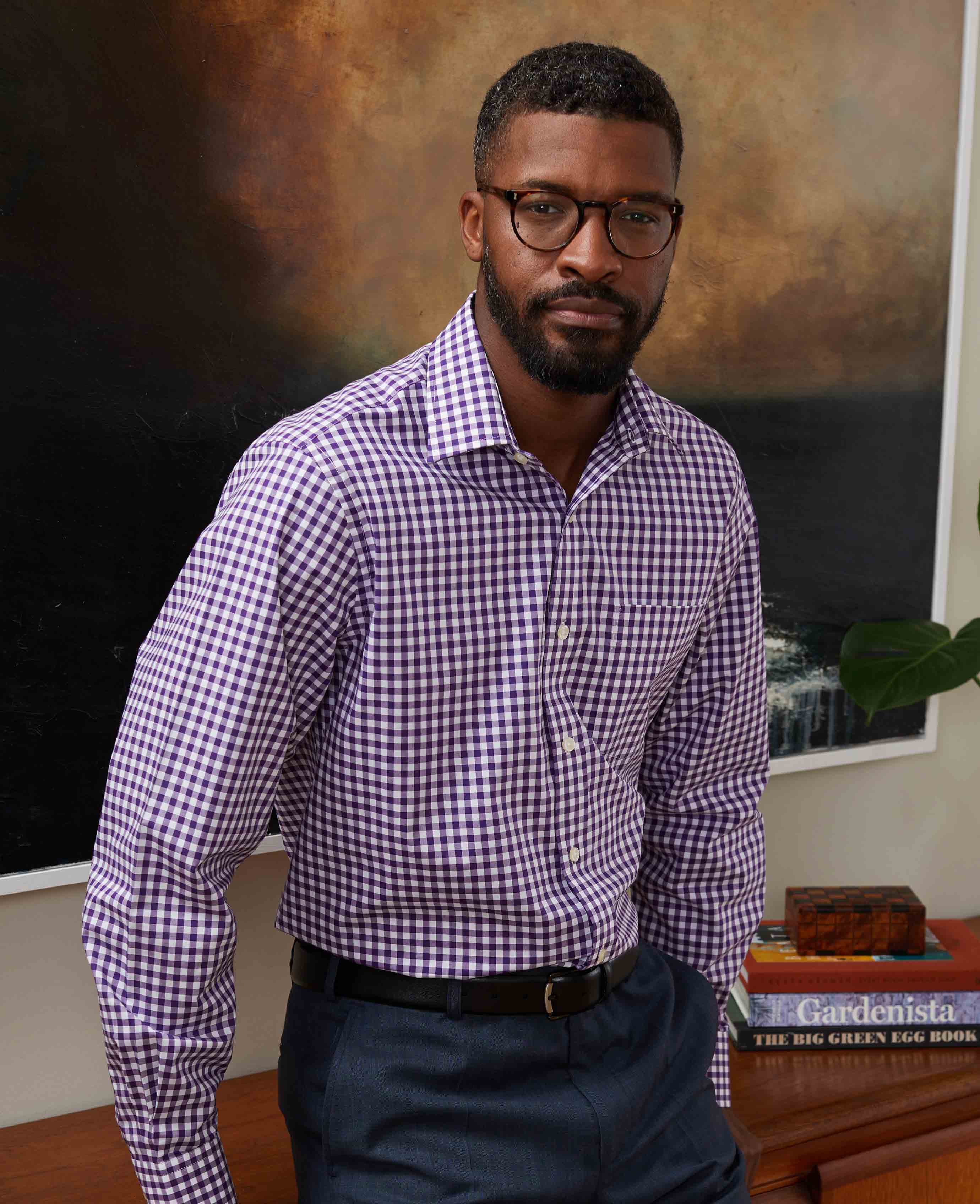 Purple Gingham Check Classic Fit Formal Shirt - Single Cuff [RTC] - Image 4