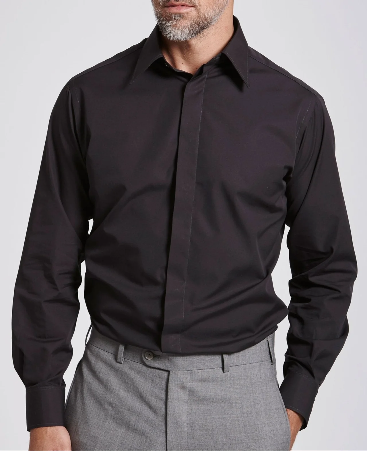 Quentin Dark Grey Poplin Made To Measure Shirt - Image 3