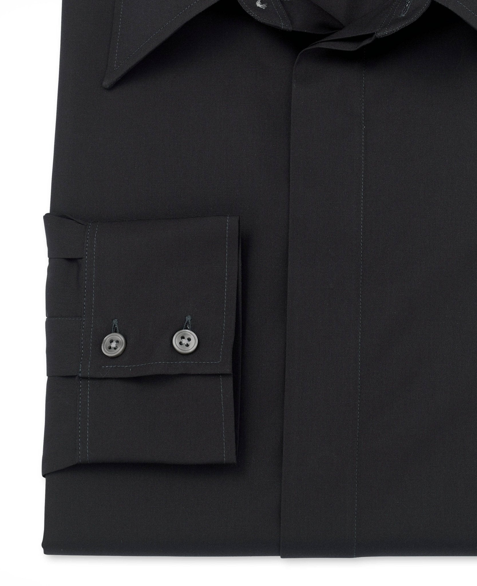 Quentin Dark Grey Poplin Made To Measure Shirt - Image 5