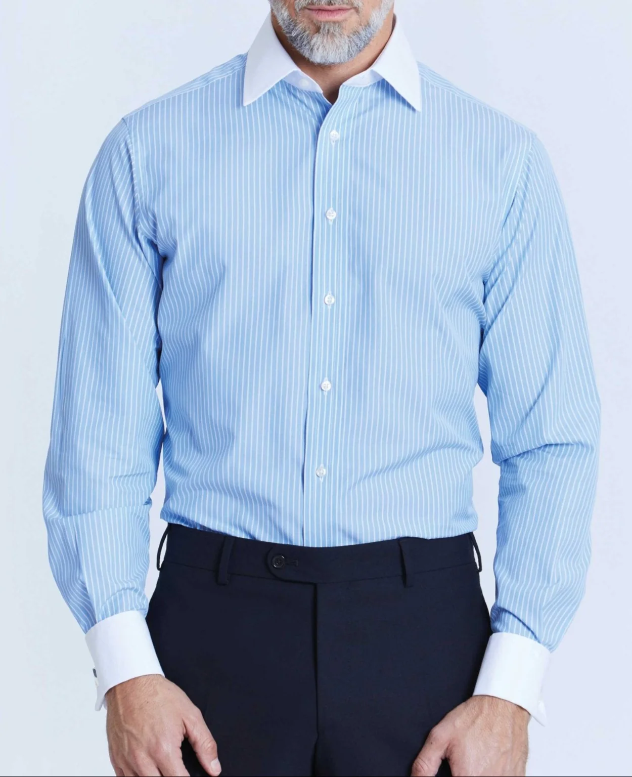 Ralph Blue Reverse Stripe Made To Measure Shirt - Image 5