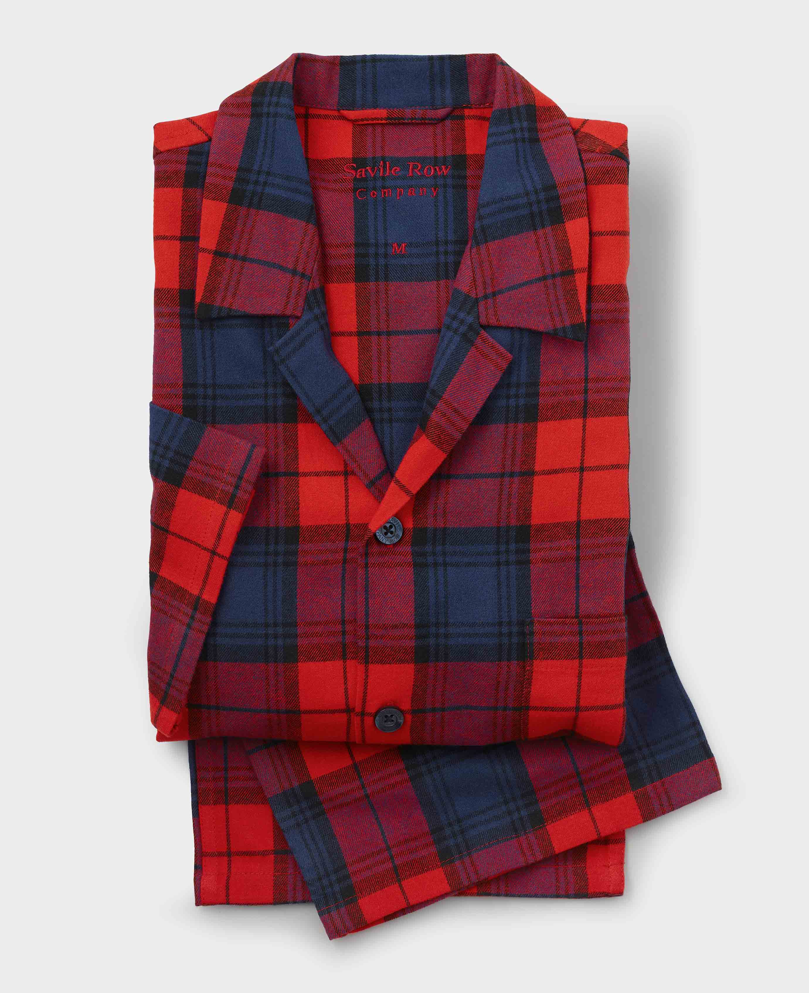 Red Multi Brushed Cotton Twill Window Check Pyjamas - Image 2