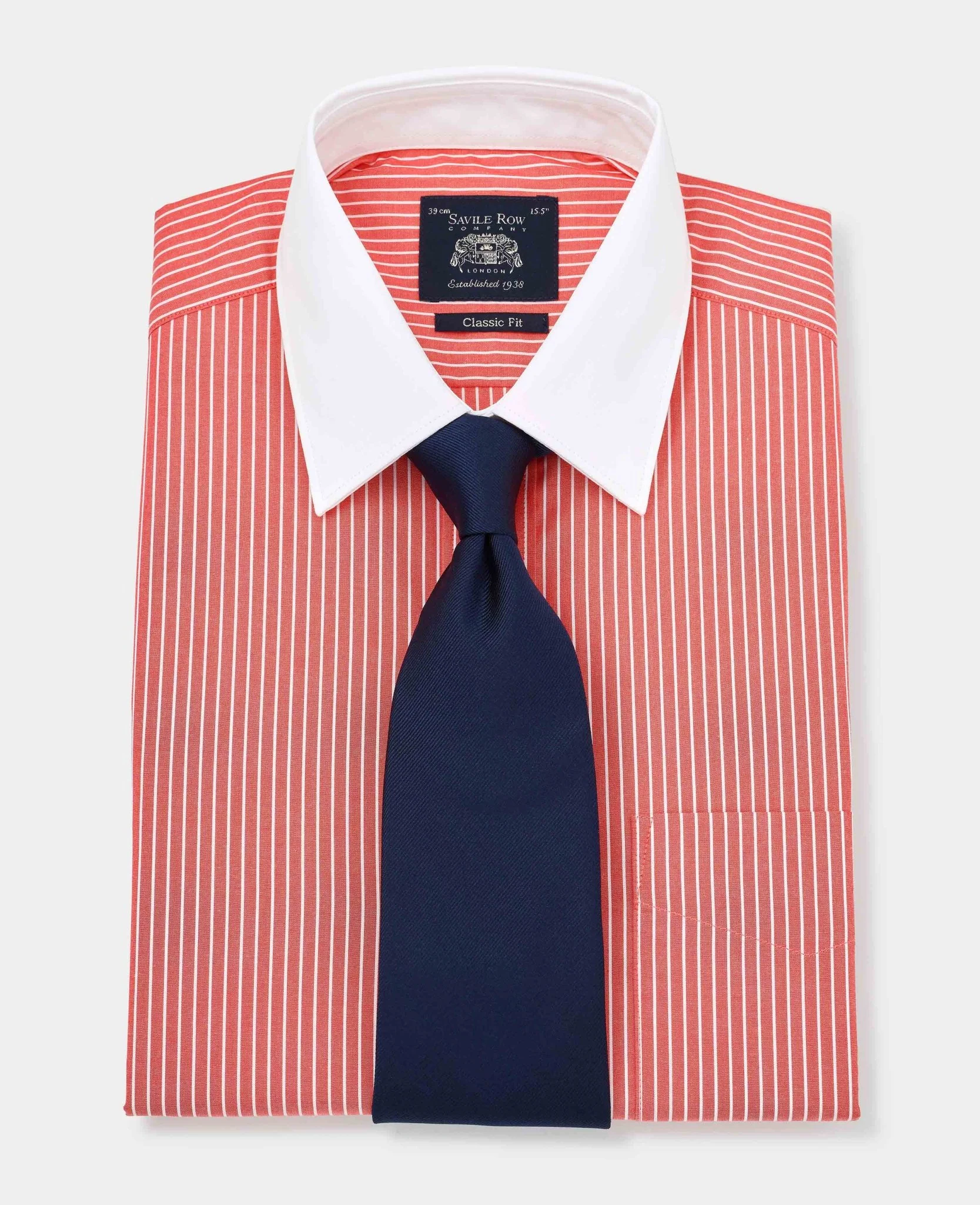 Red White Poplin Stripe Classic Fit Formal Shirt - Double Cuff [RTC] - Image 4