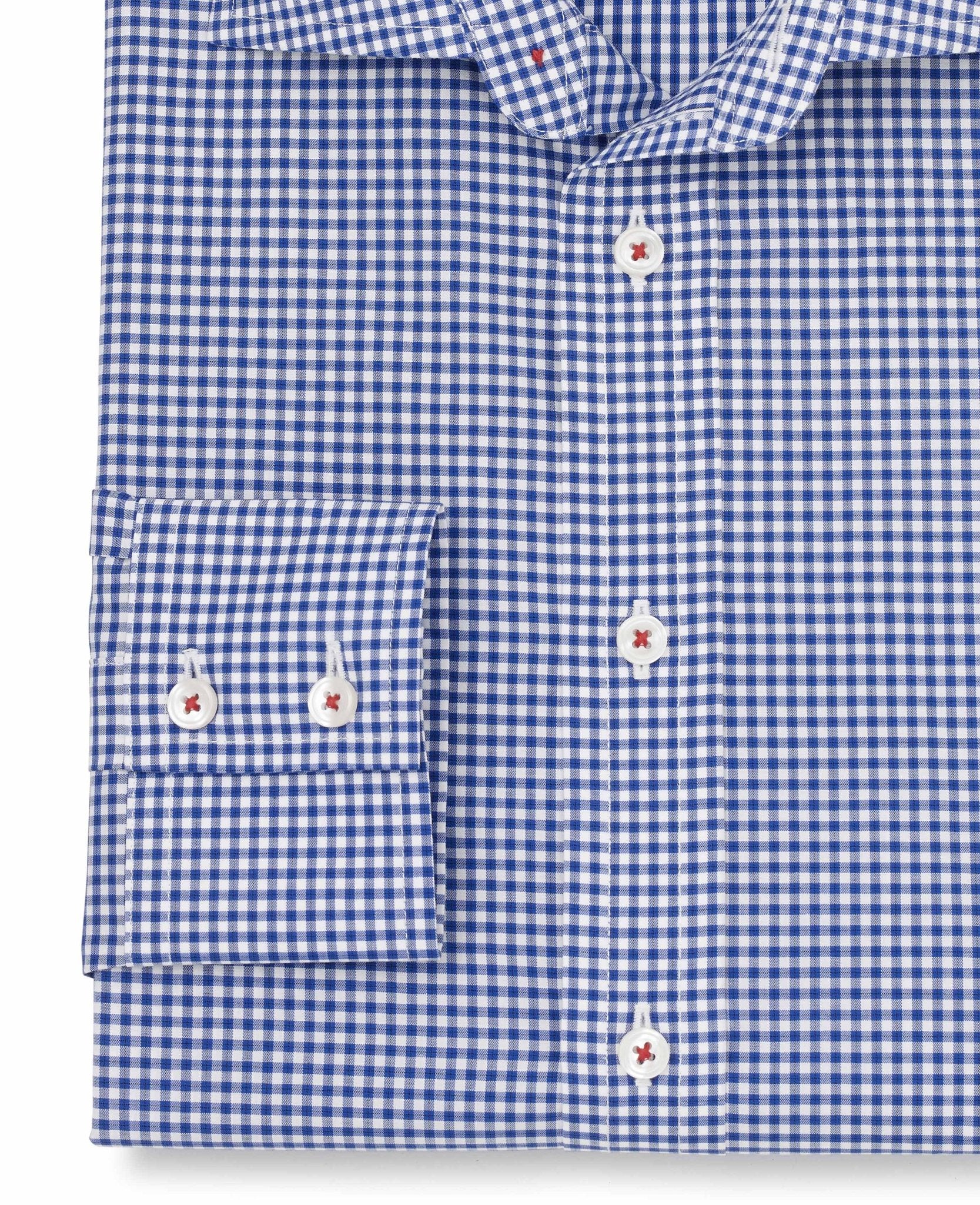 Seth Blue Gingham Check Made-To-Measure Shirt - Image 3