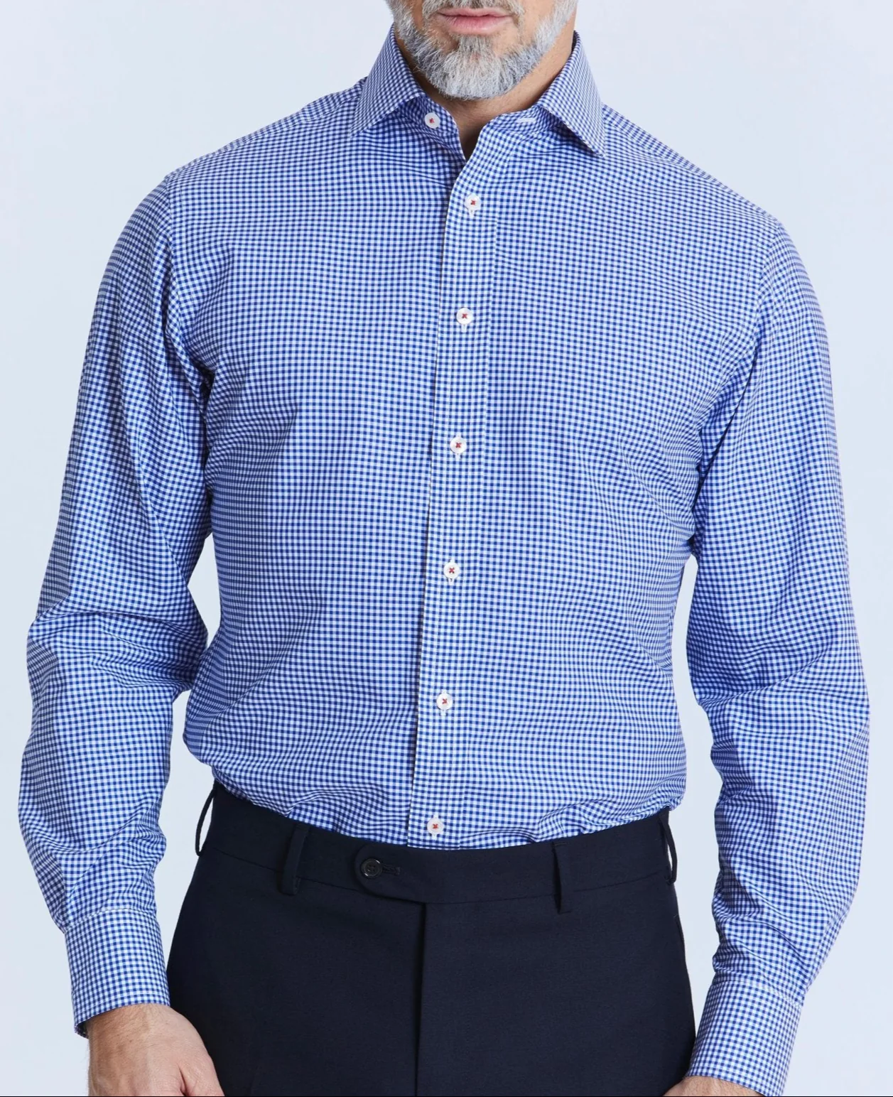 Seth Blue Gingham Check Made-To-Measure Shirt - Image 5