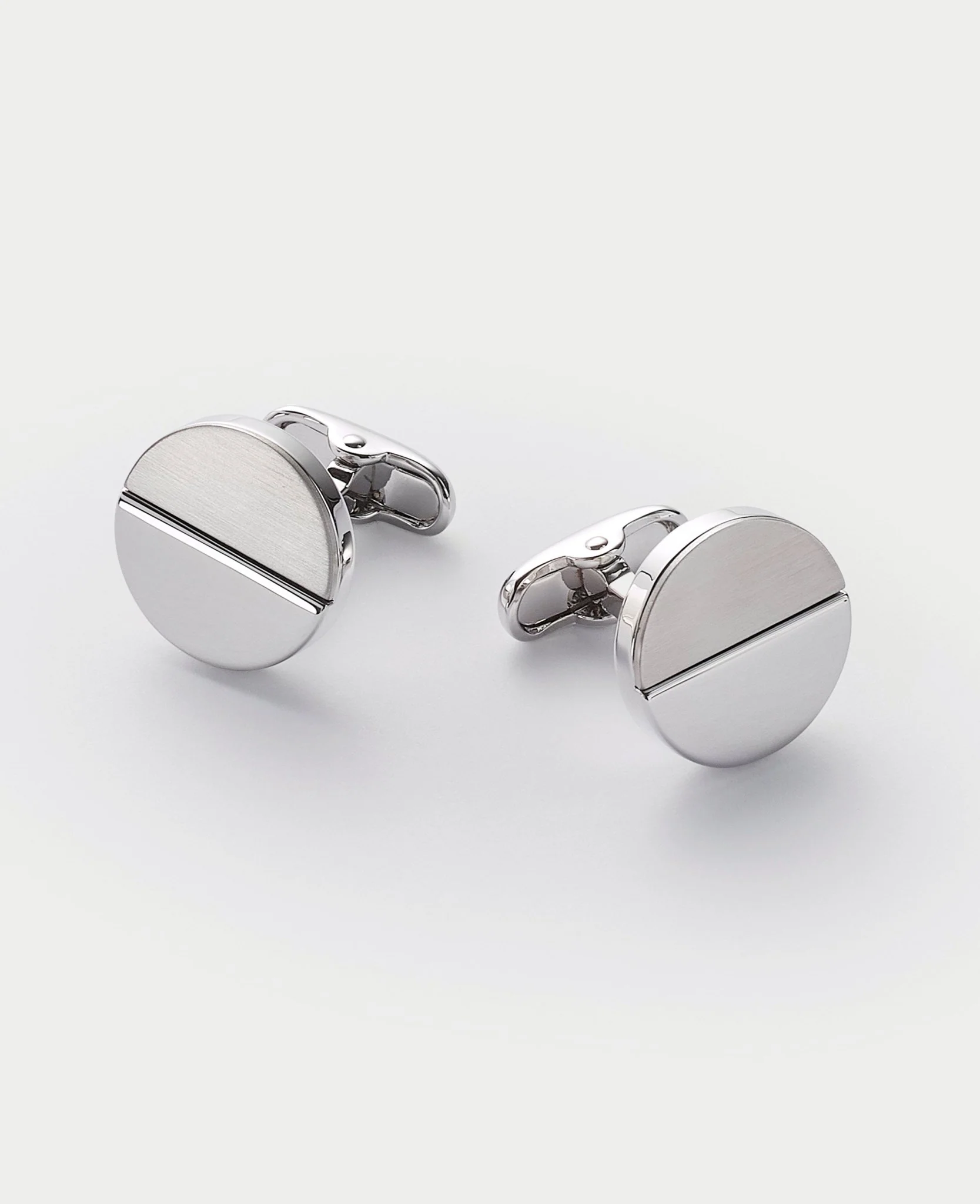 Silver Rhodium Plated Circle Cufflinks