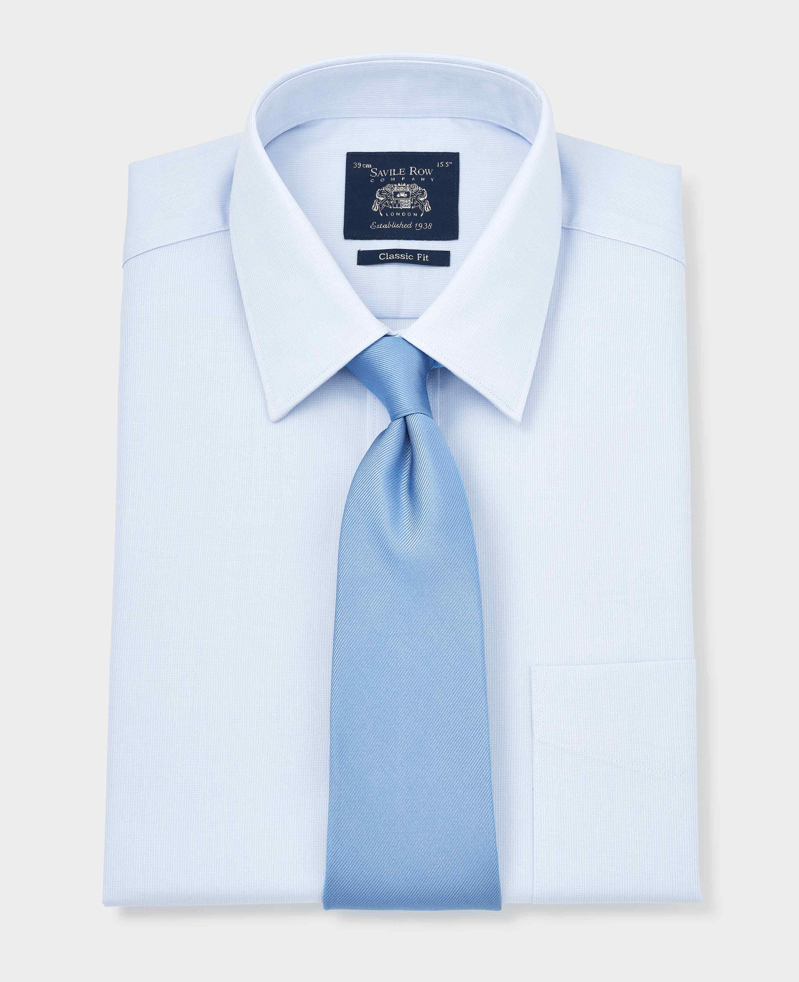 Sky Blue Dobby Weave Cotton Classic Fit Formal Shirt - Single Cuff [RTC] - Image 4