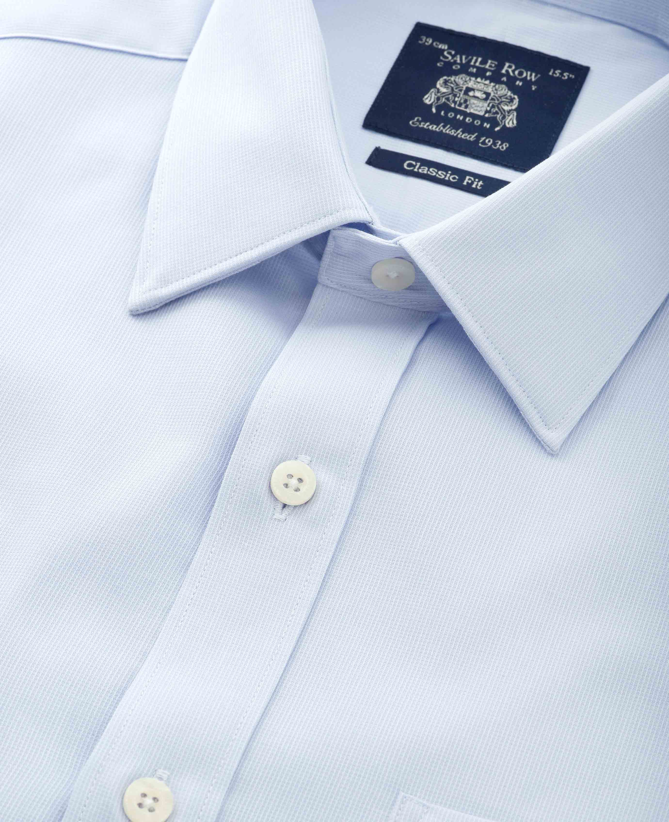 Sky Blue Dobby Weave Cotton Classic Fit Formal Shirt - Single Cuff [RTC] - Image 6