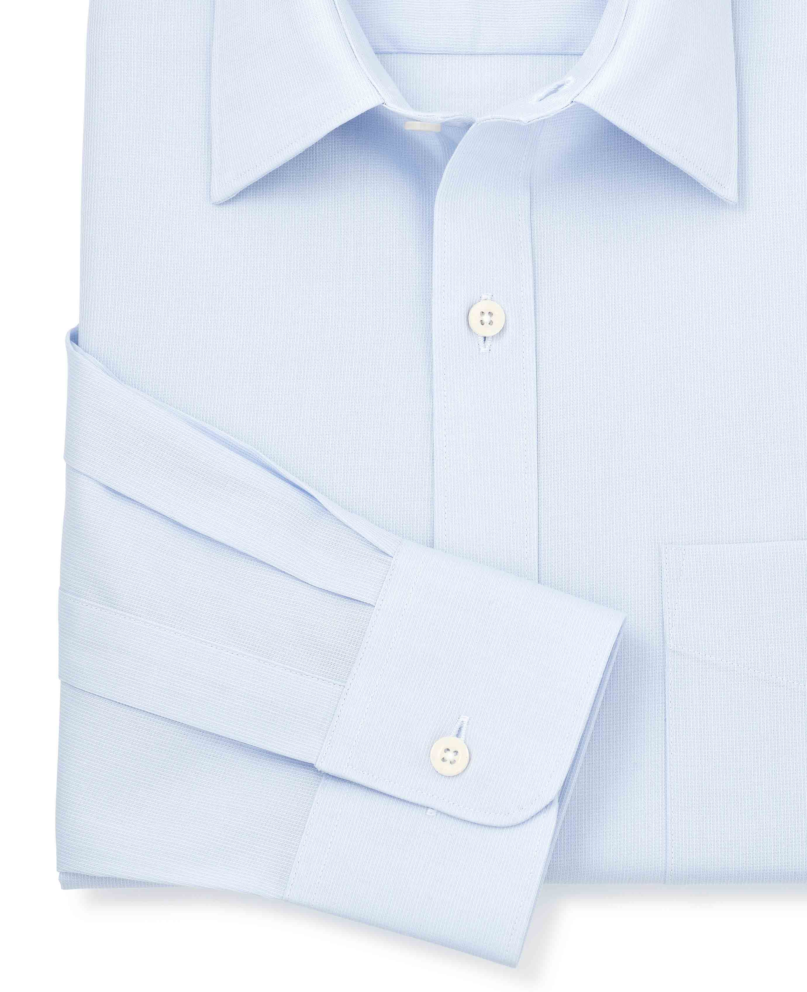 Sky Blue Dobby Weave Cotton Classic Fit Formal Shirt - Single Cuff [RTC] - Image 7