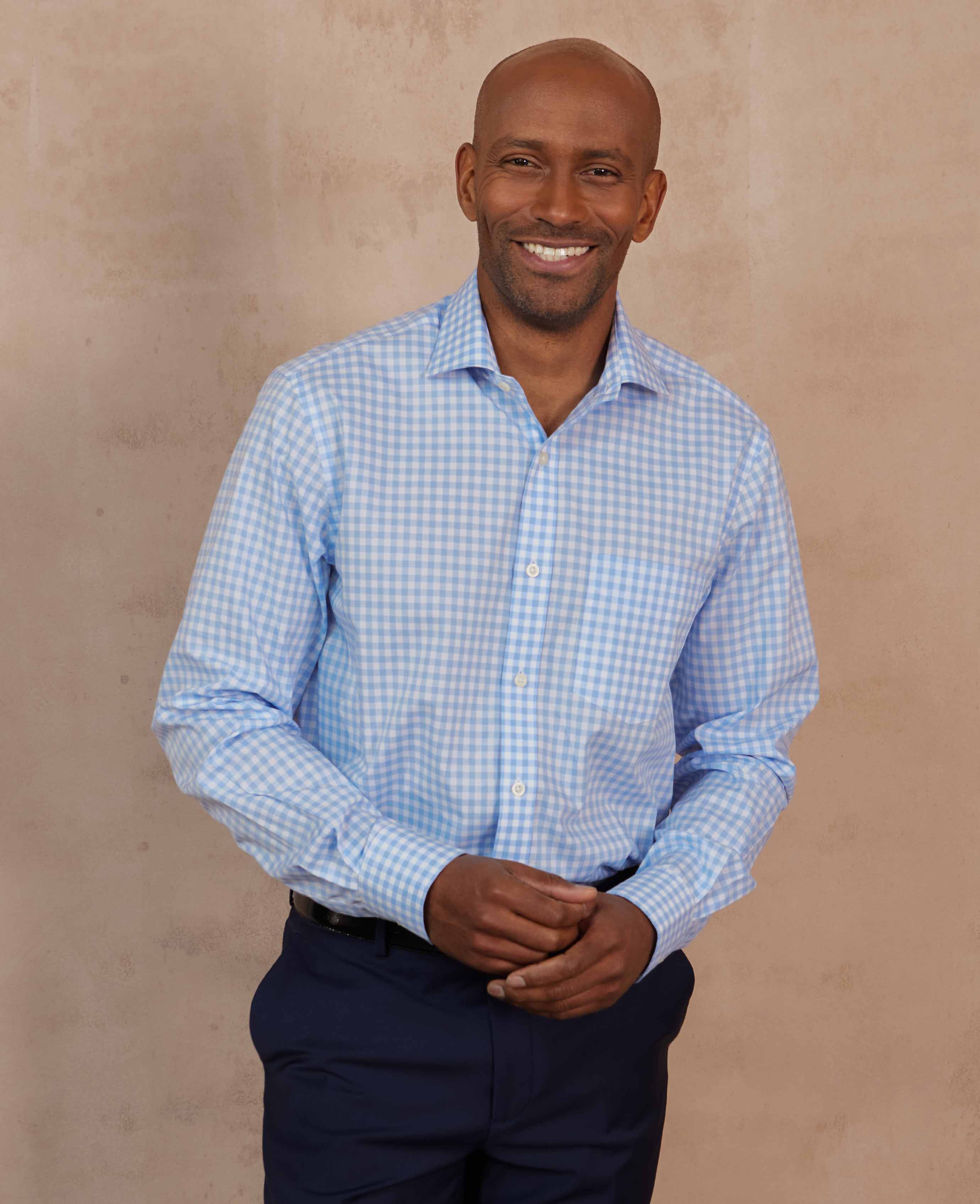 Sky Blue Cotton Gingham Classic Fit Formal Shirt - Single Cuff - Image 4
