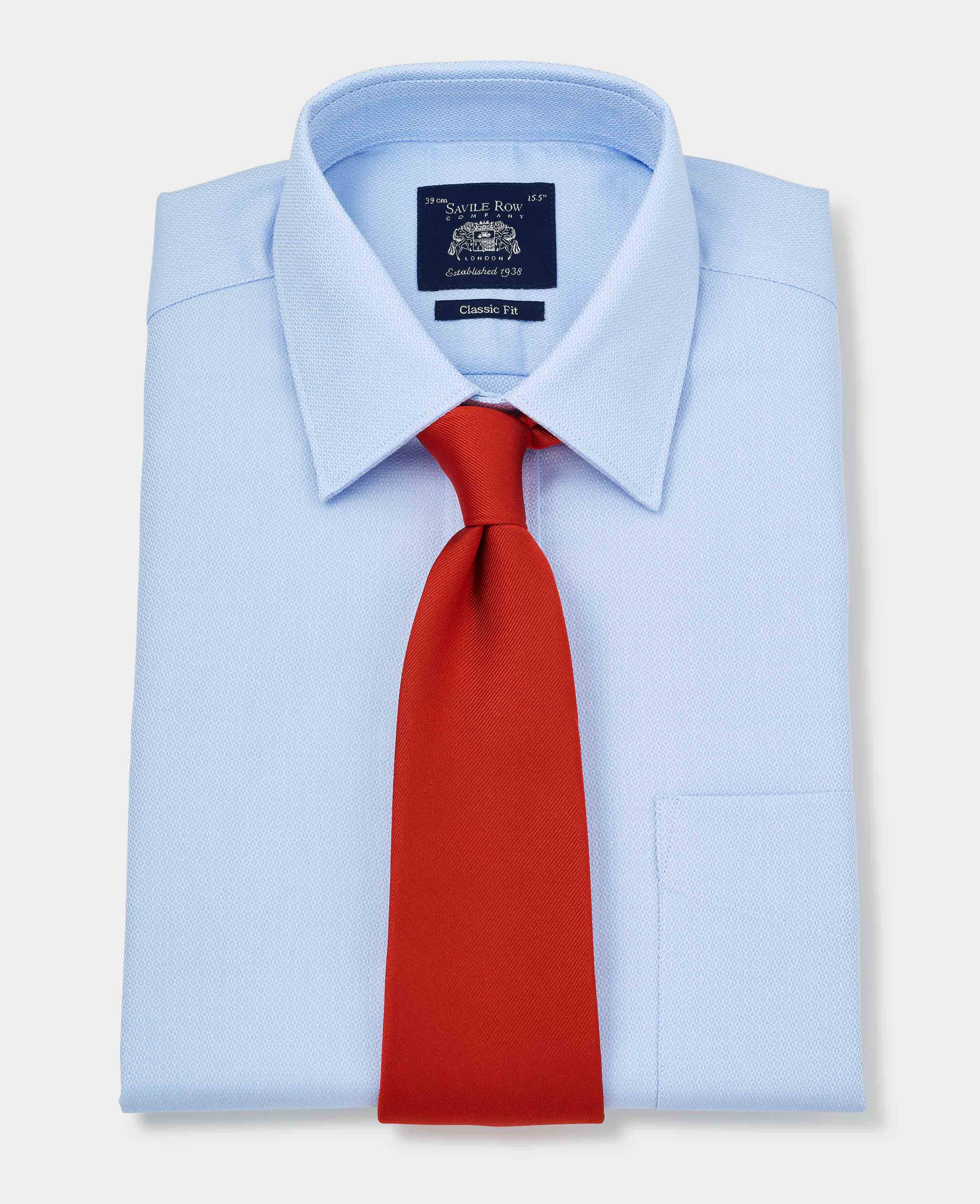 Sky Blue Textured Classic Fit Shirt w/ Windsor Collar - Single or Double Cuff [RTC] - Image 3
