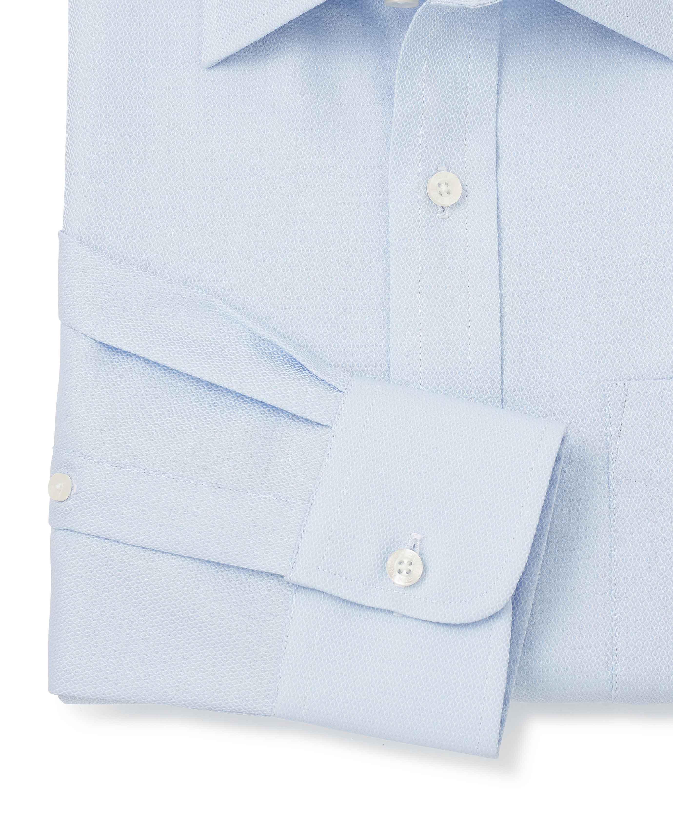 Sky Blue Textured Classic Fit Shirt w/ Windsor Collar - Single or Double Cuff [RTC] - Image 7