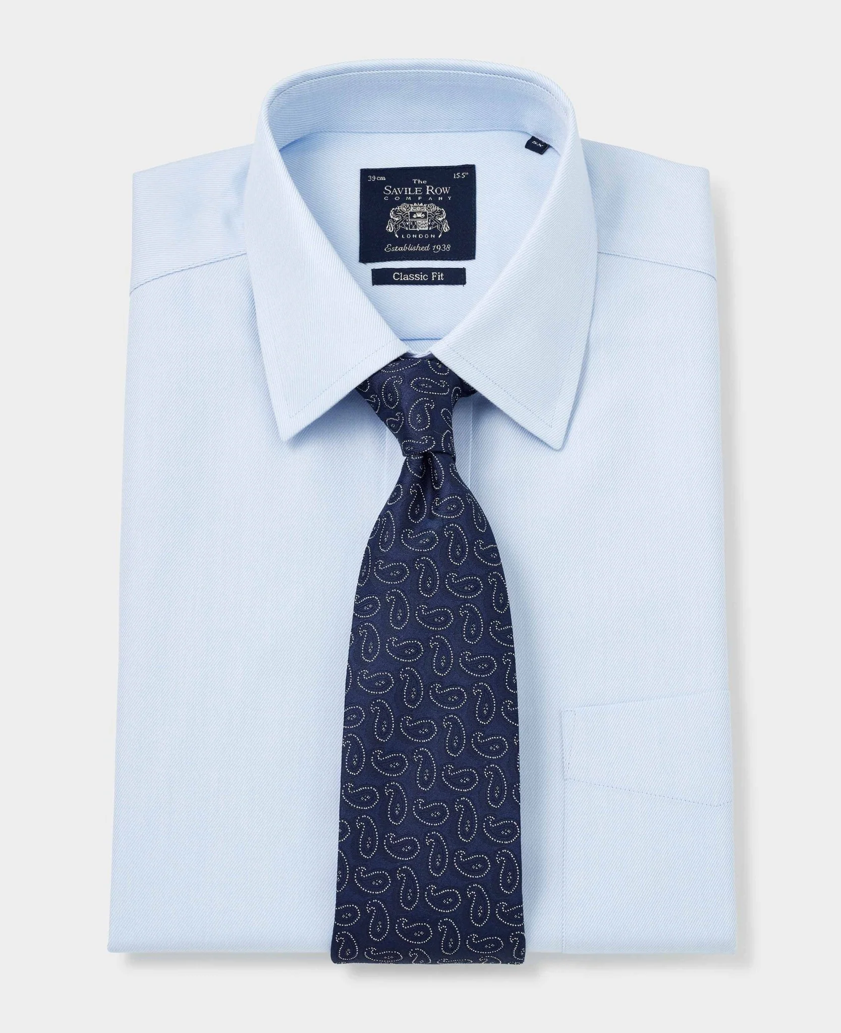 Sky Blue Twill Classic Fit Non-Iron Formal Shirt - Single Cuff [RTC] - Image 3