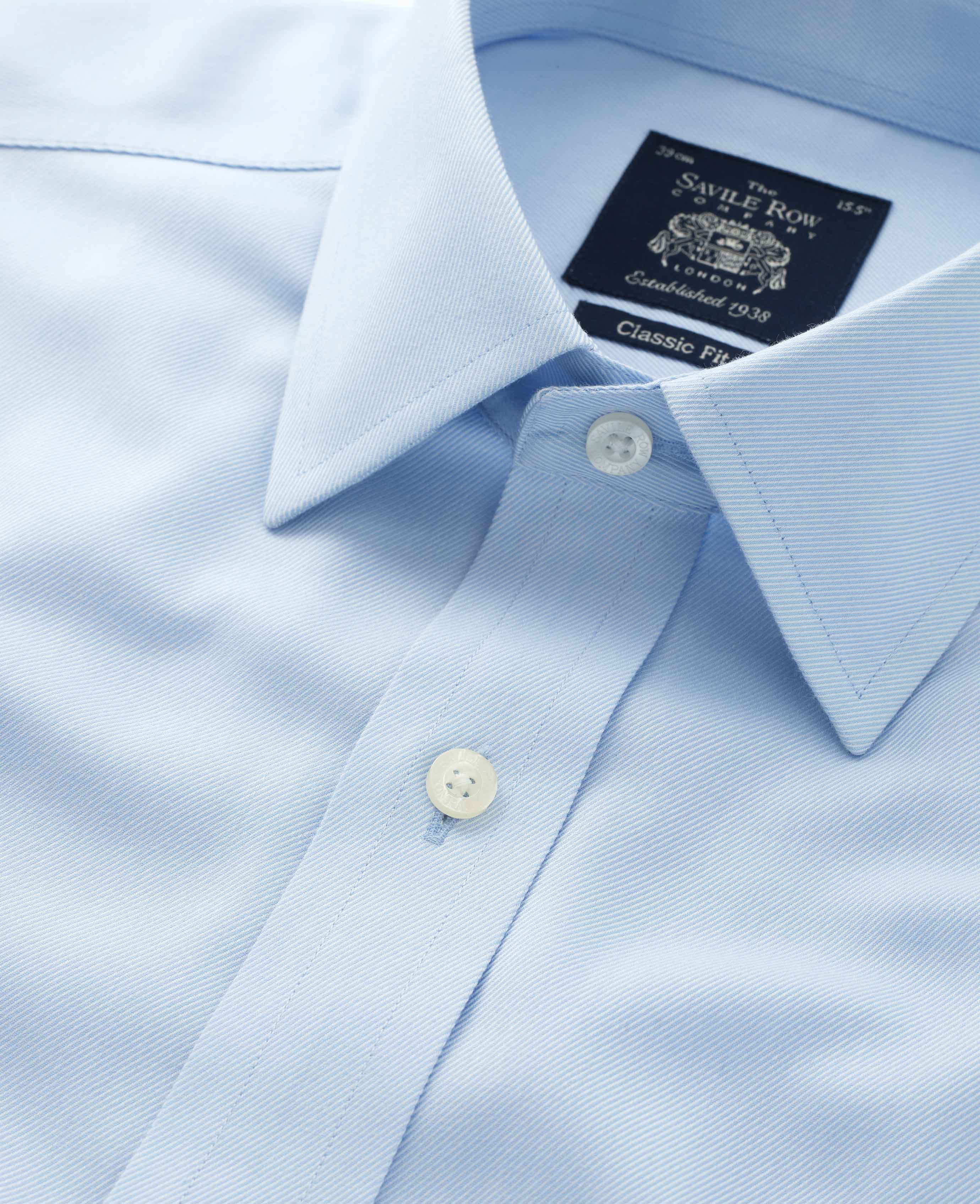 Sky Blue Twill Classic Fit Non-Iron Formal Shirt - Single Cuff [RTC] - Image 5