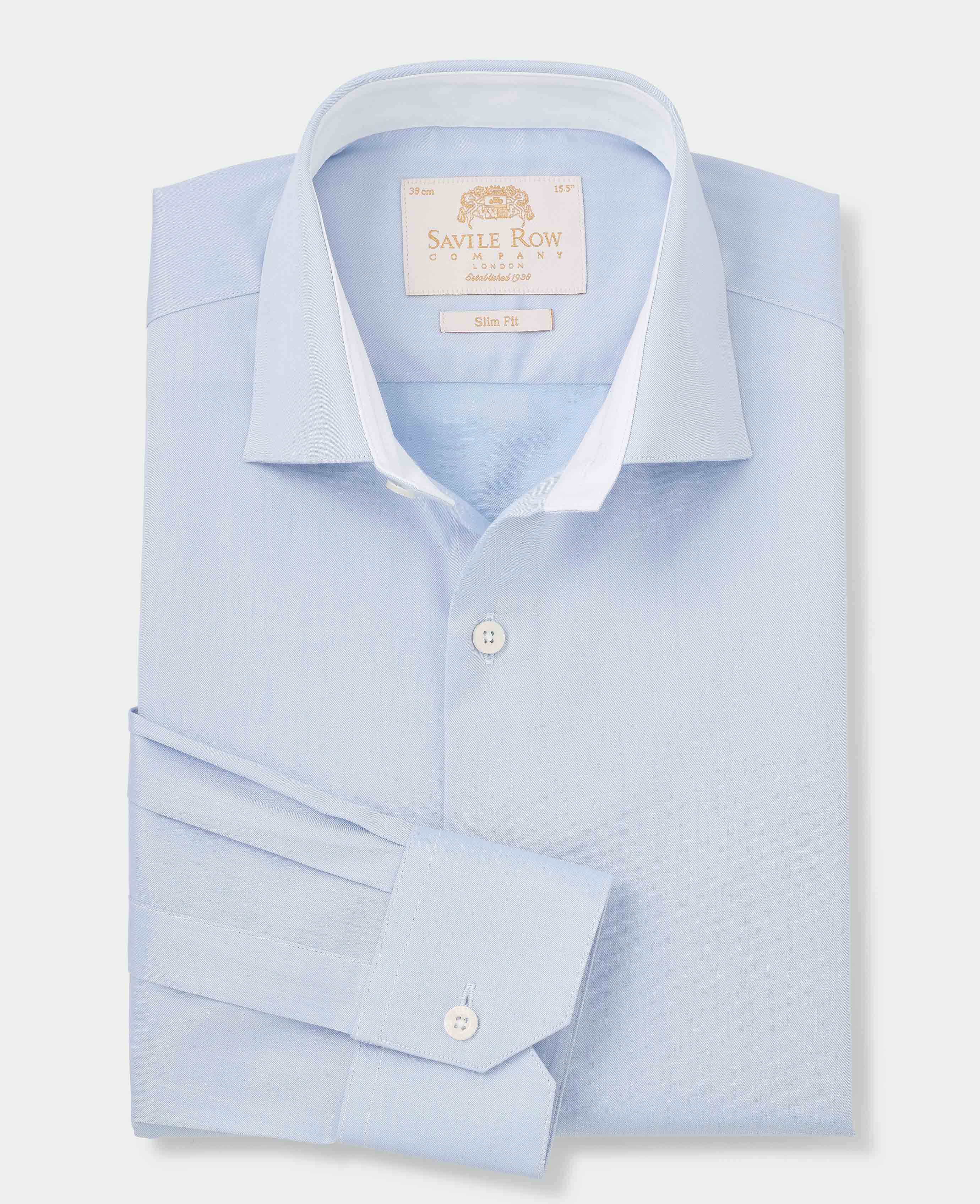 Sky Blue Two-Ply Cotton Slim Fit Gold Label Formal Shirt - Single Cuff