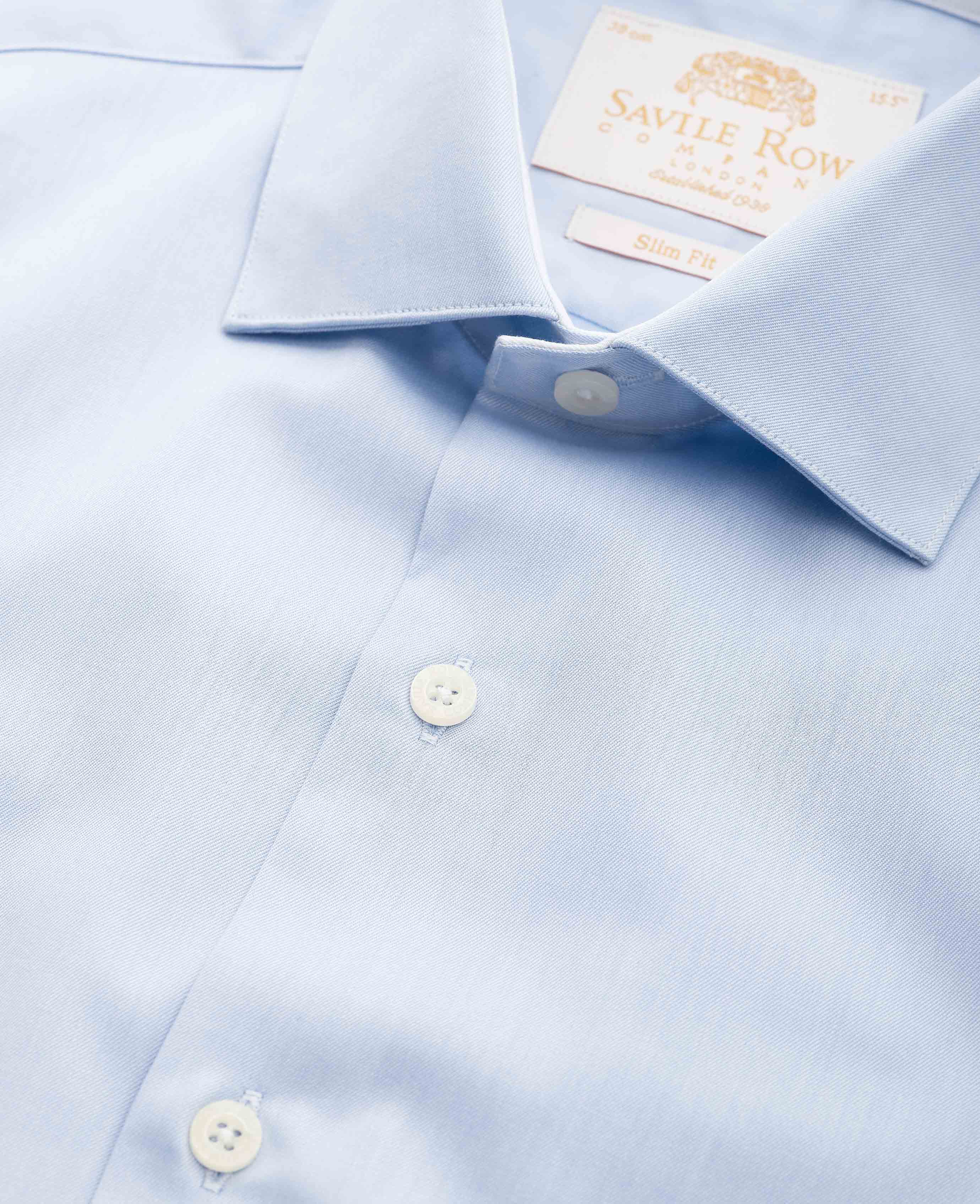 Sky Blue Two-Ply Cotton Slim Fit Gold Label Formal Shirt - Single Cuff - Image 4