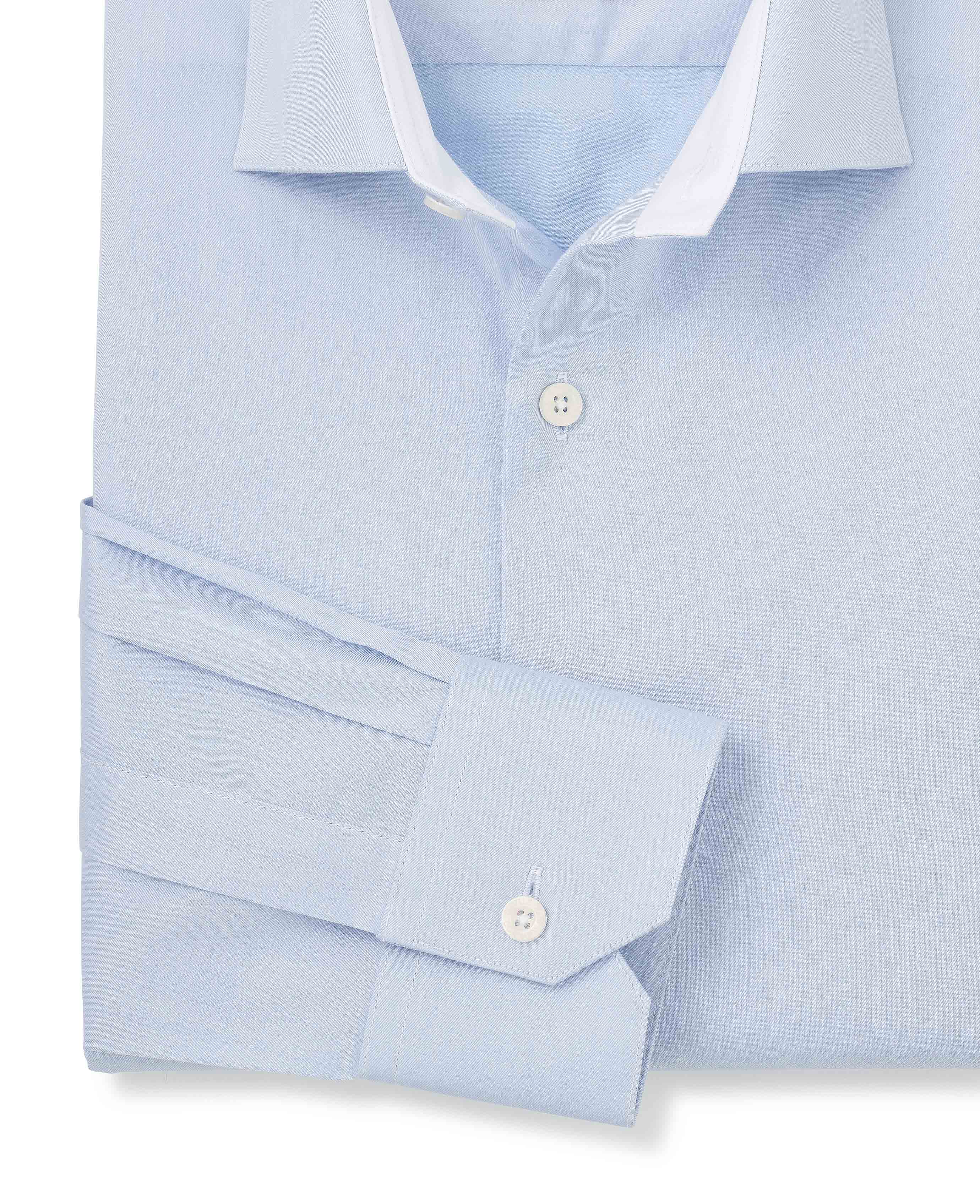 Sky Blue Two-Ply Cotton Slim Fit Gold Label Formal Shirt - Single Cuff - Image 6