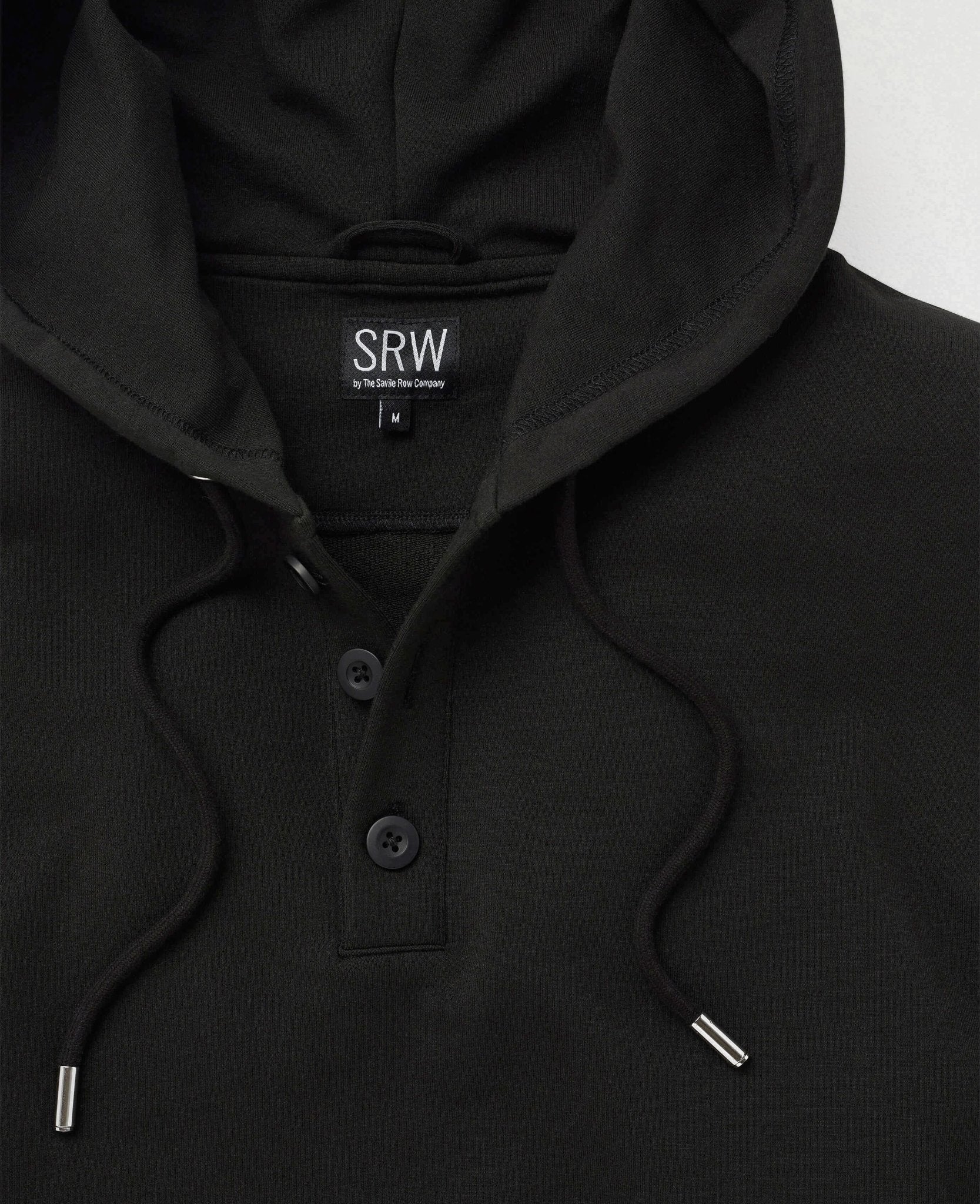 Black Stretch Cotton Blend Hoodie [RTC] - Image 2