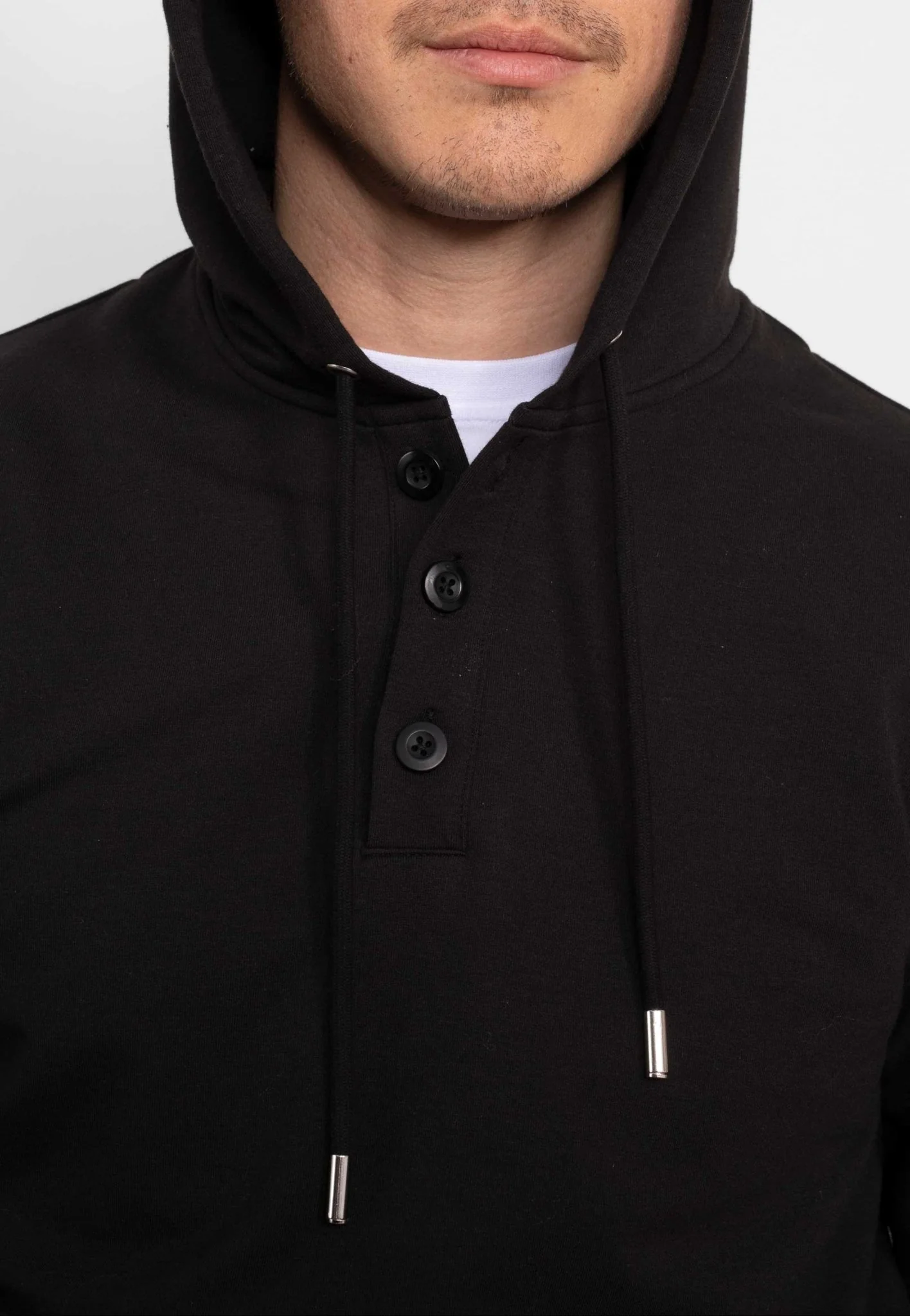 Black Stretch Cotton Blend Hoodie [RTC] - Image 3