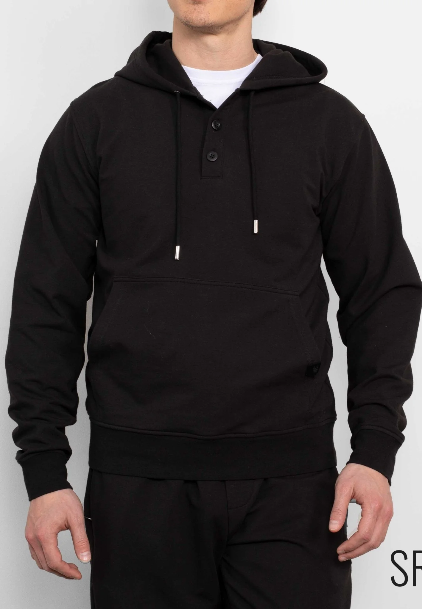 Black Stretch Cotton Blend Hoodie [RTC] - Image 4