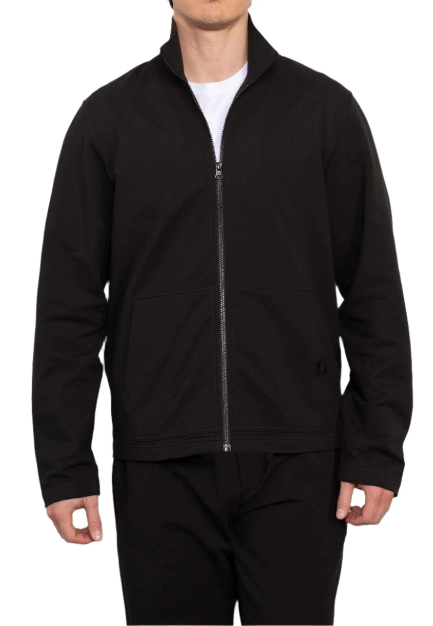 Black Stretch Cotton Blend Zip-Up Sweatshirt [RTC] - Image 2