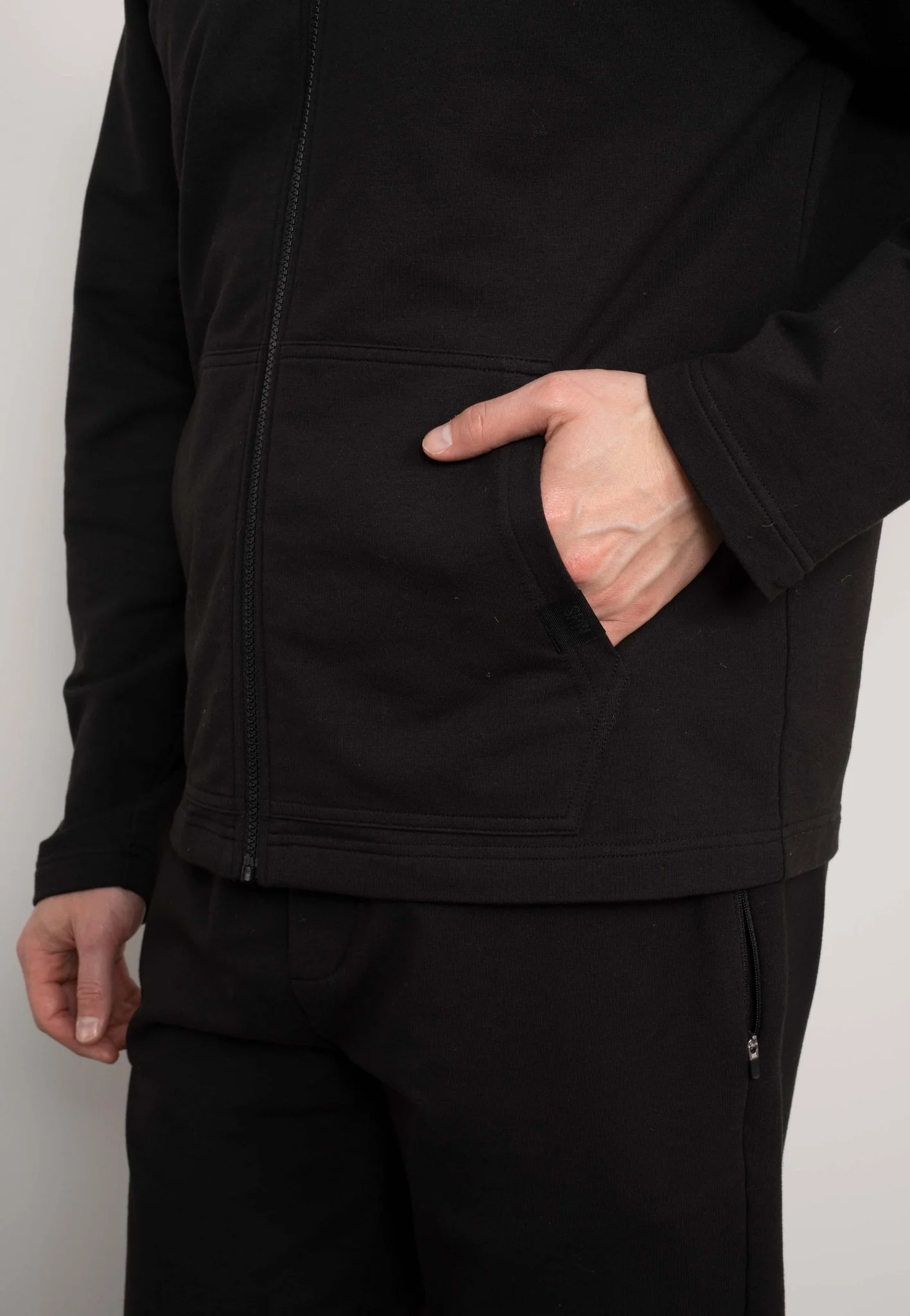 Black Stretch Cotton Blend Zip-Up Sweatshirt [RTC] - Image 5