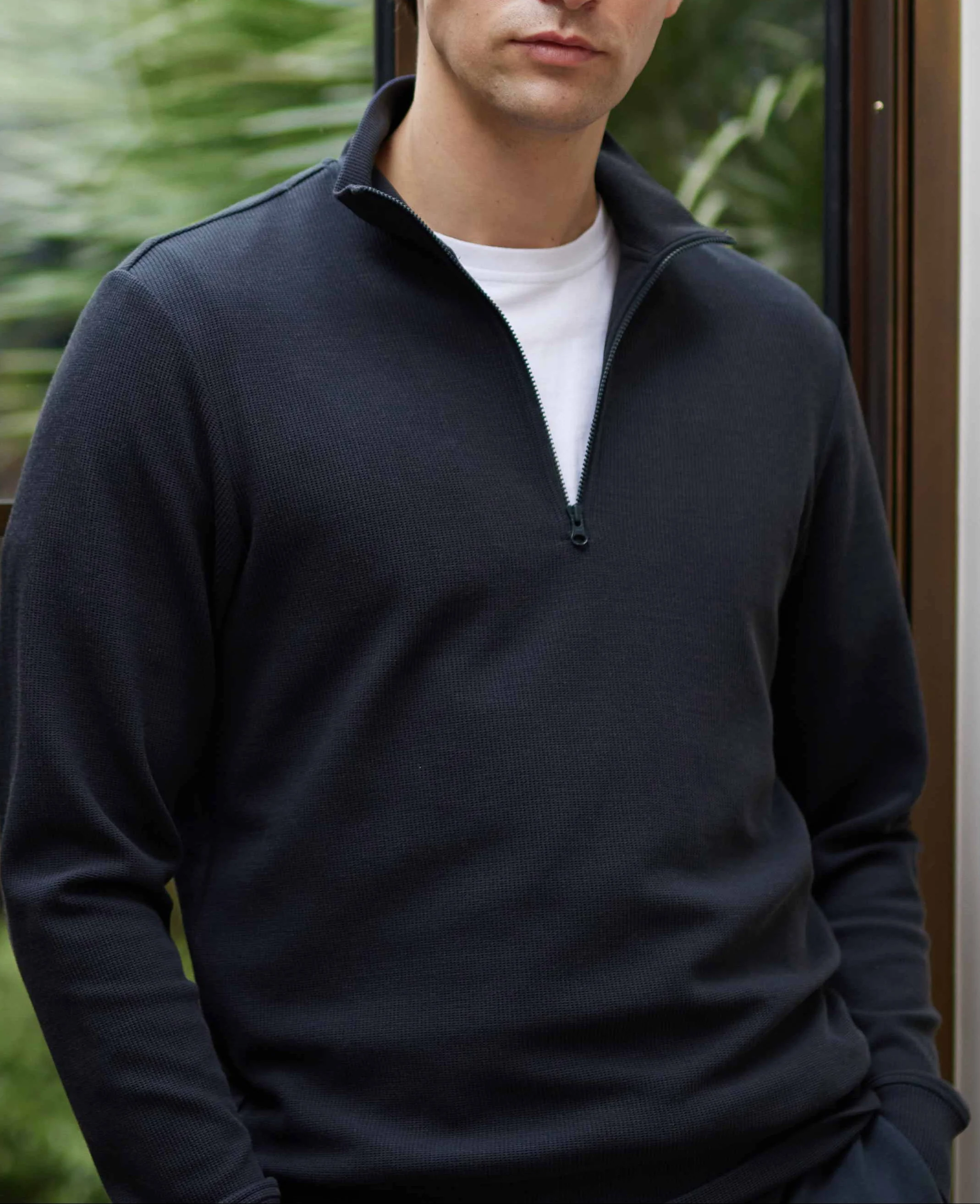 Navy Half-Zip Waffle Sweatshirt [RTC]