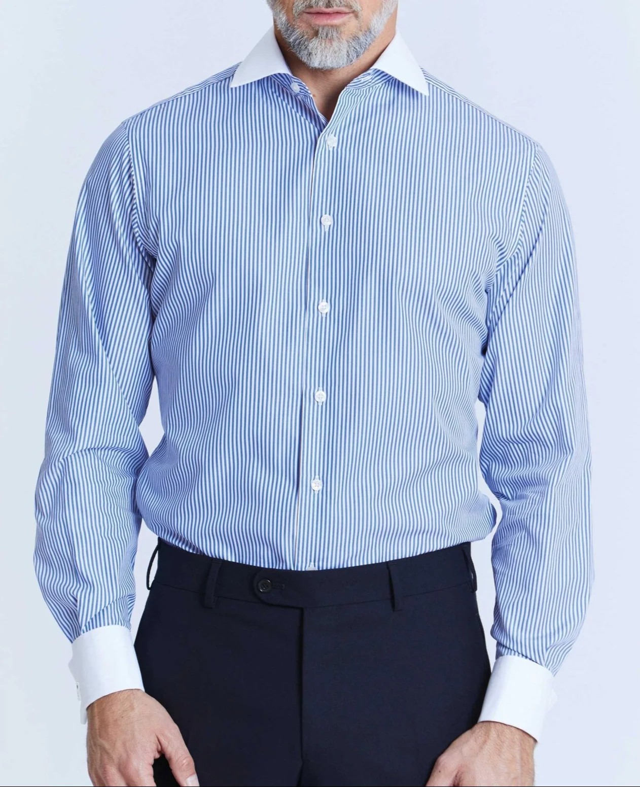 Stewart Blue Bengal Stripe Made To Measure Shirt - Image 5