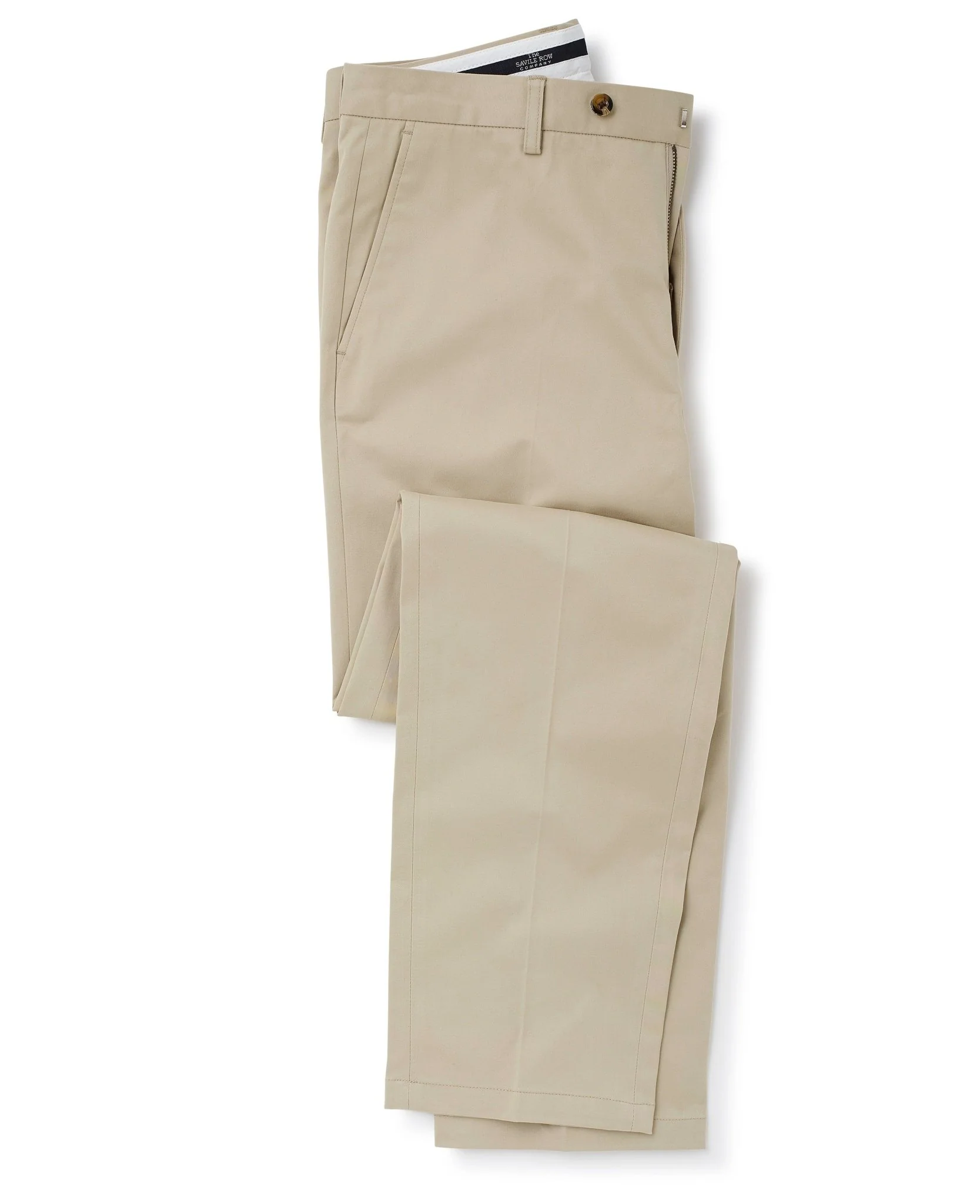 Stone Stretch Cotton Classic Fit Flat Front Chinos - Image 4