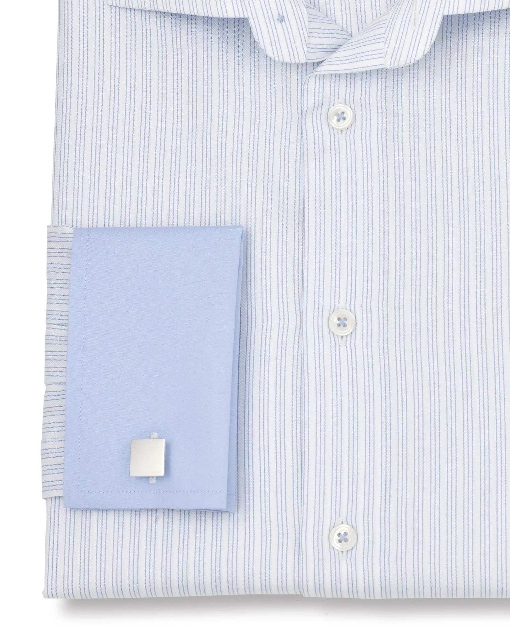 Victor Blue Fine Stripe Made To Measure Shirt - Image 3