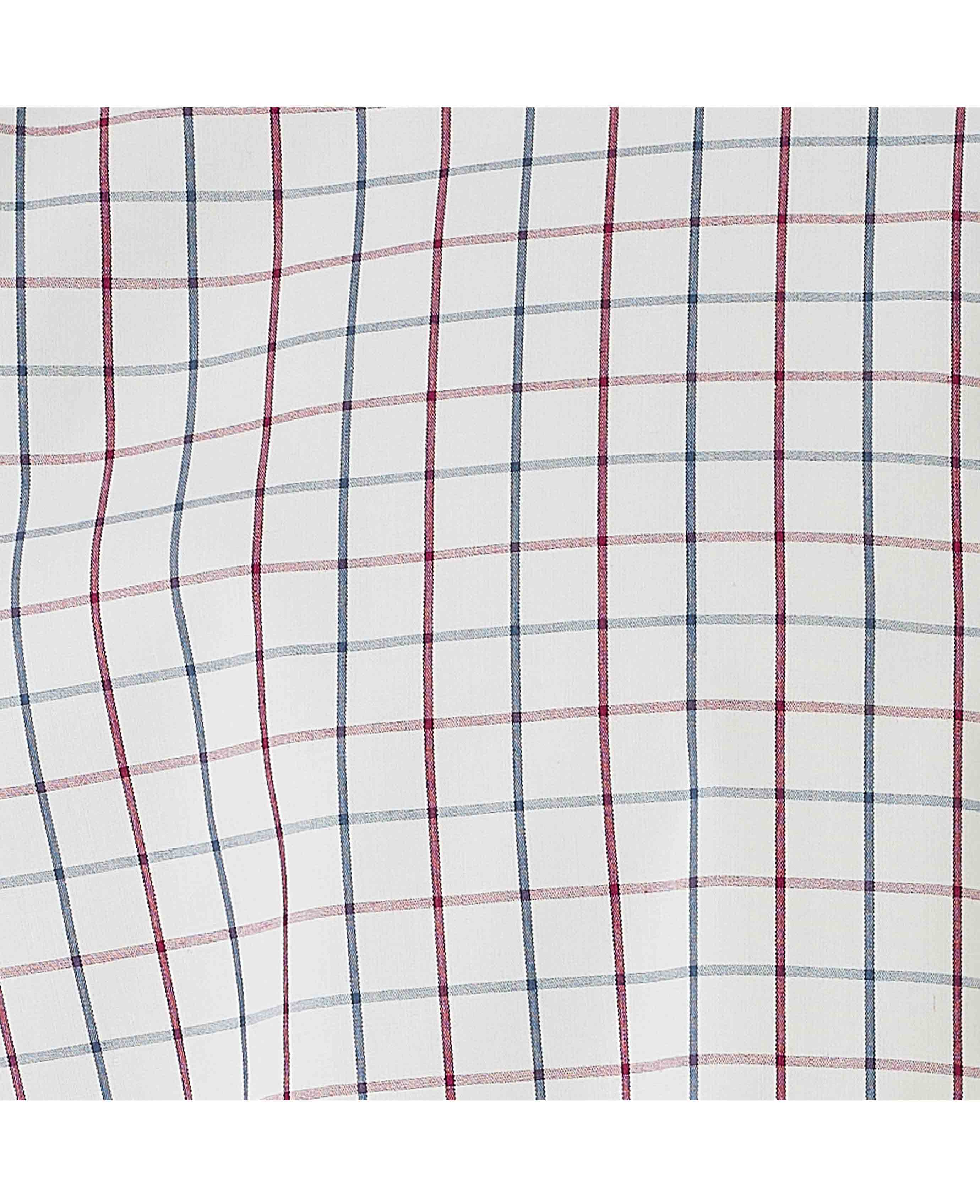 White Burgundy Cotton Tattersall Check Slim Fit Formal Shirt - Single Cuff - Image 6