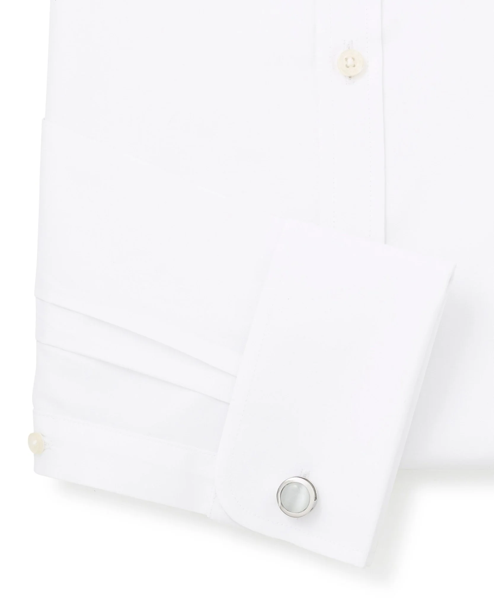 White Classic Fit Pin Collar Shirt - Double Cuff - Image 4