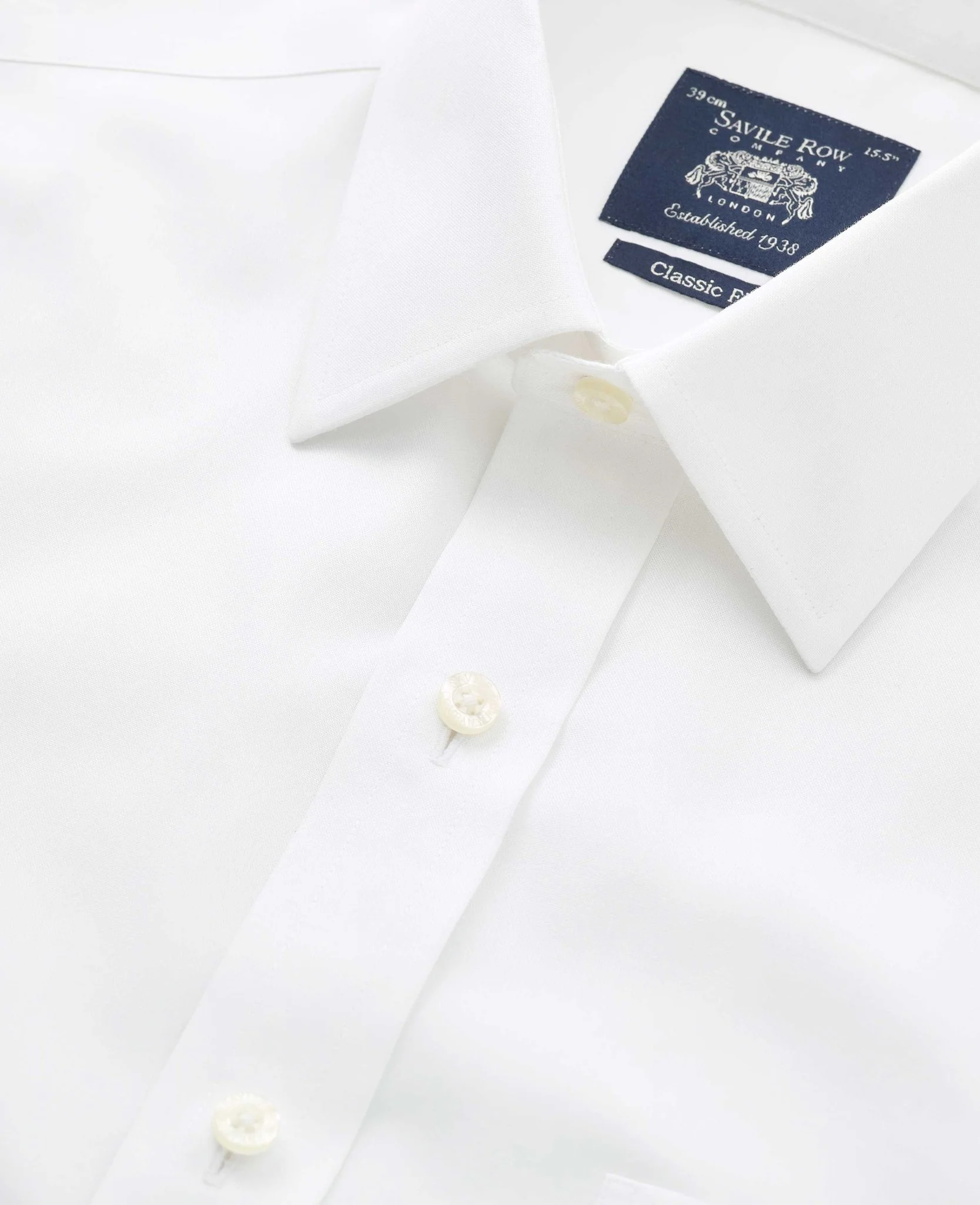 White Pinpoint Cotton Classic Fit Non-Iron Shirt - Double Cuff - Image 4