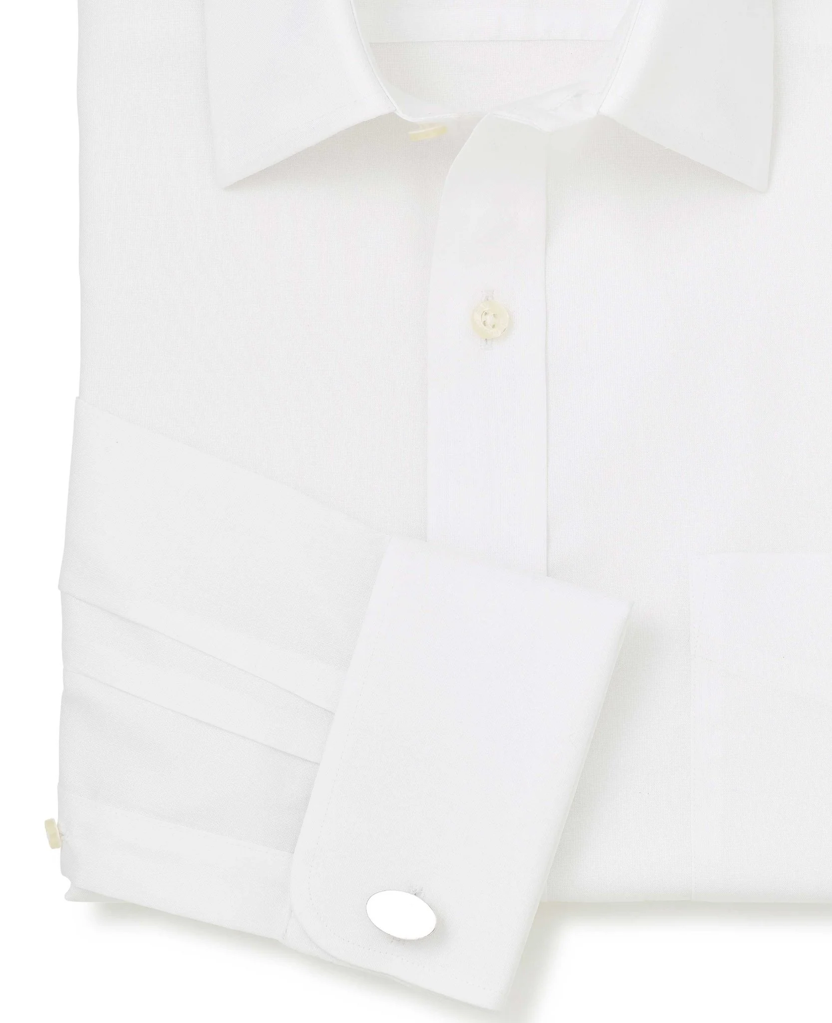 White Pinpoint Cotton Classic Fit Non-Iron Shirt - Double Cuff - Image 5