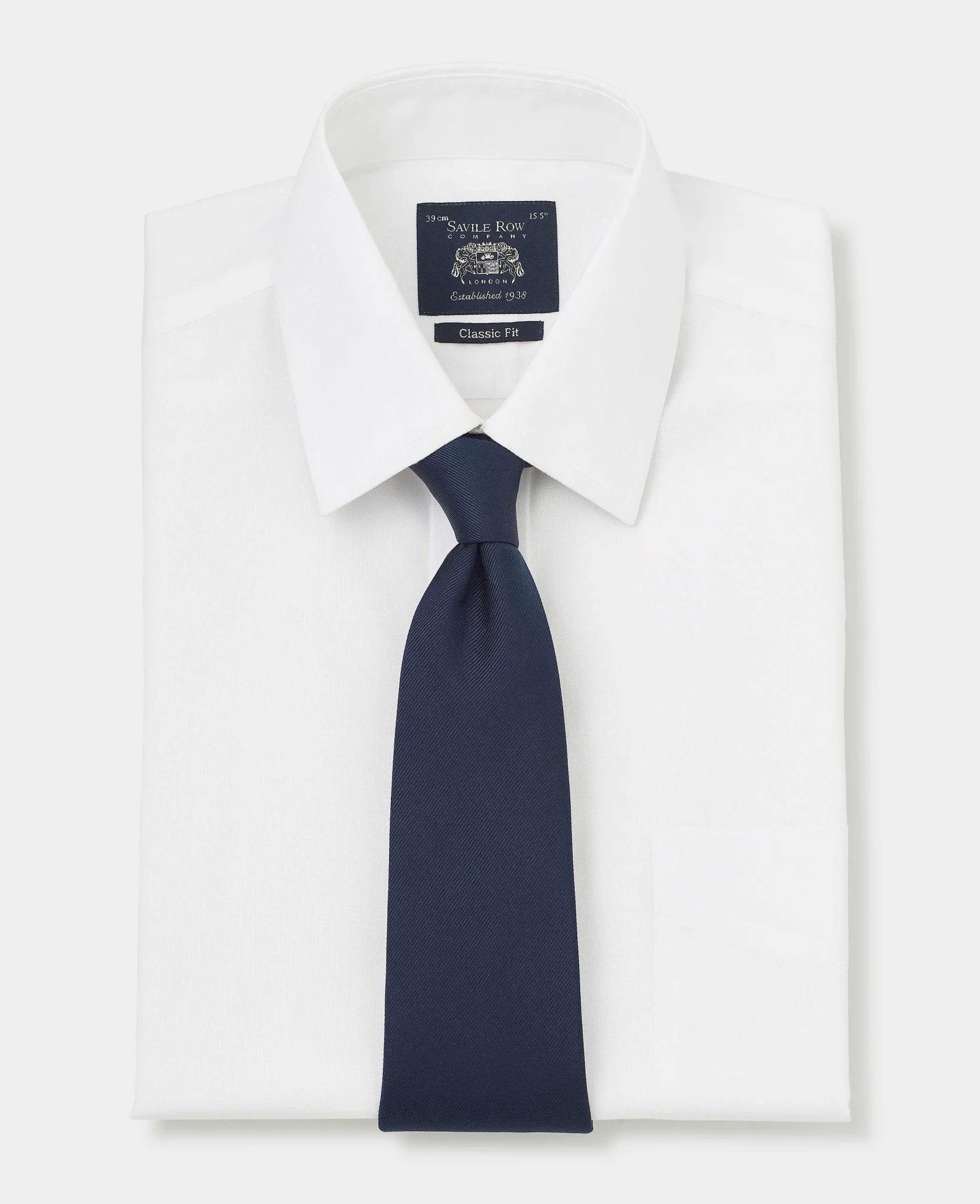 White Pinpoint Cotton Classic Fit Non-Iron Shirt - Double Cuff - Image 6
