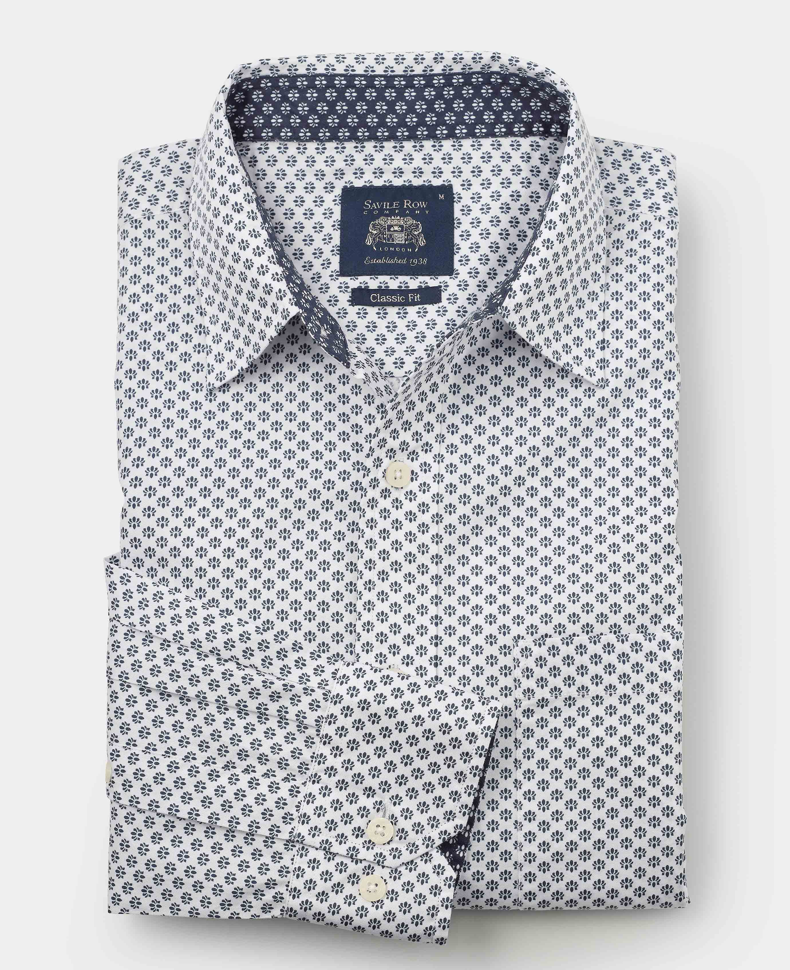 White Cotton Classic Fit Printed Casual Shirt - Image 5