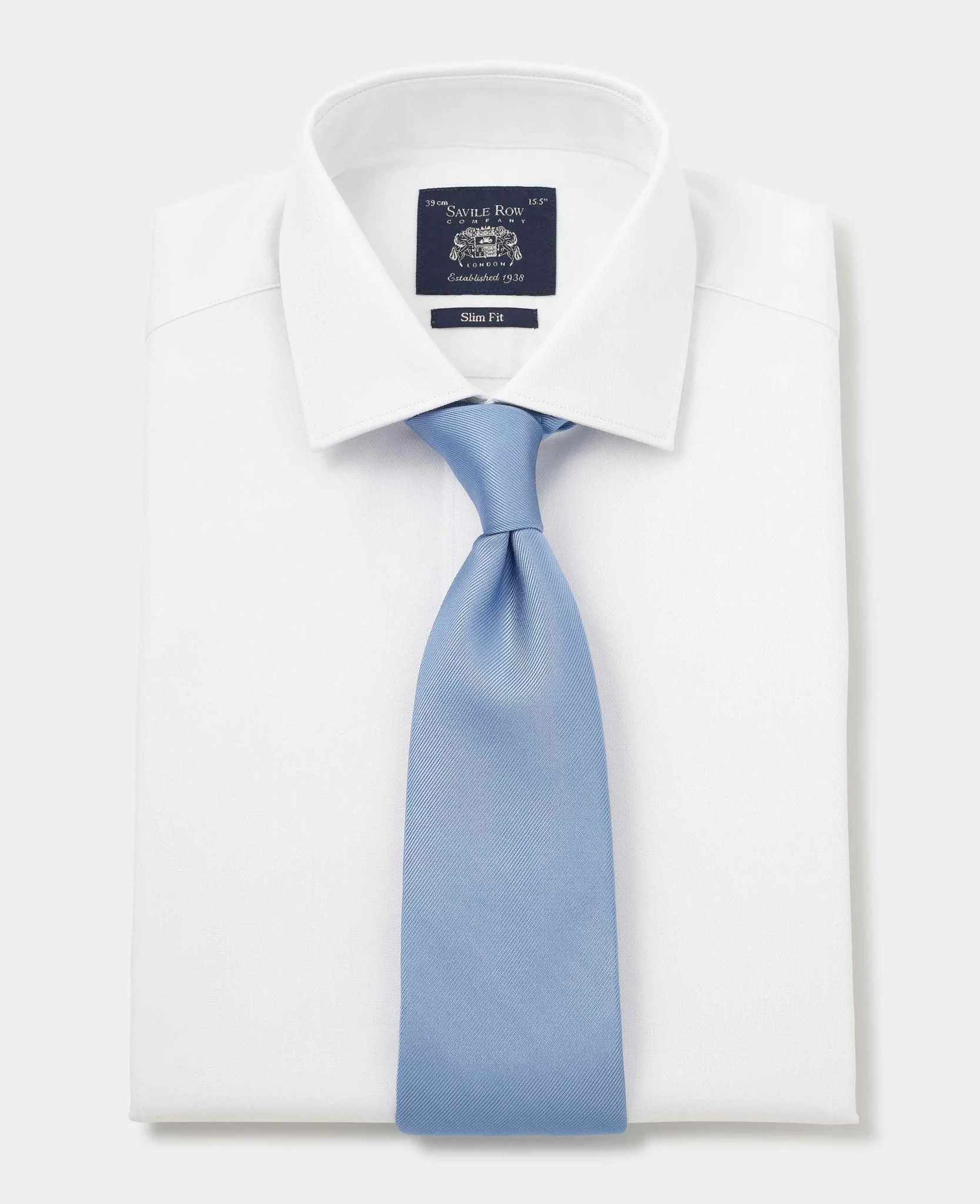 Natural White Cotton Herringbone Slim Fit Formal Shirt - Double Cuff - Image 9