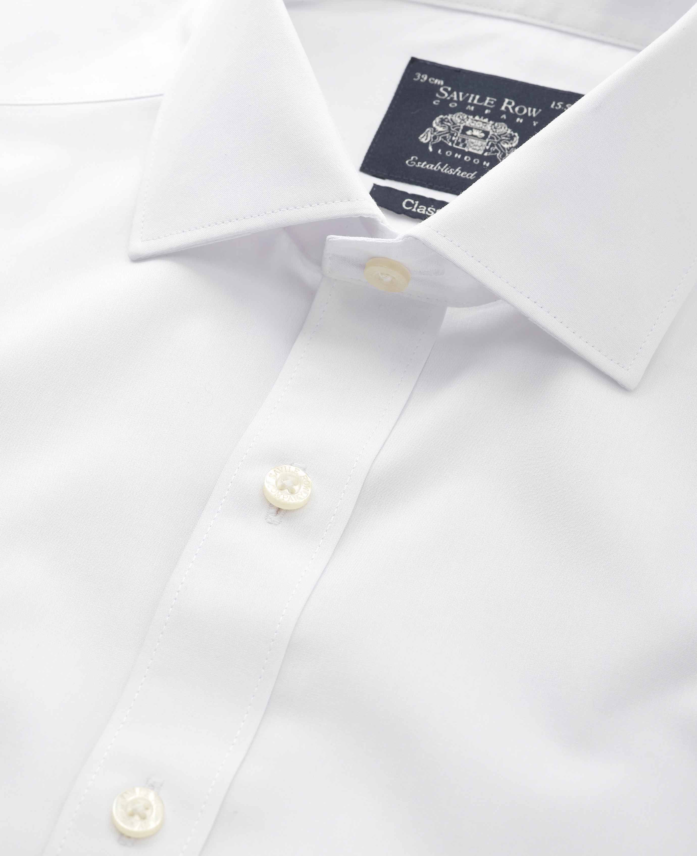 White Cotton Poplin Classic Fit Non-Iron Shirt - Single or Double Cuff - Image 6