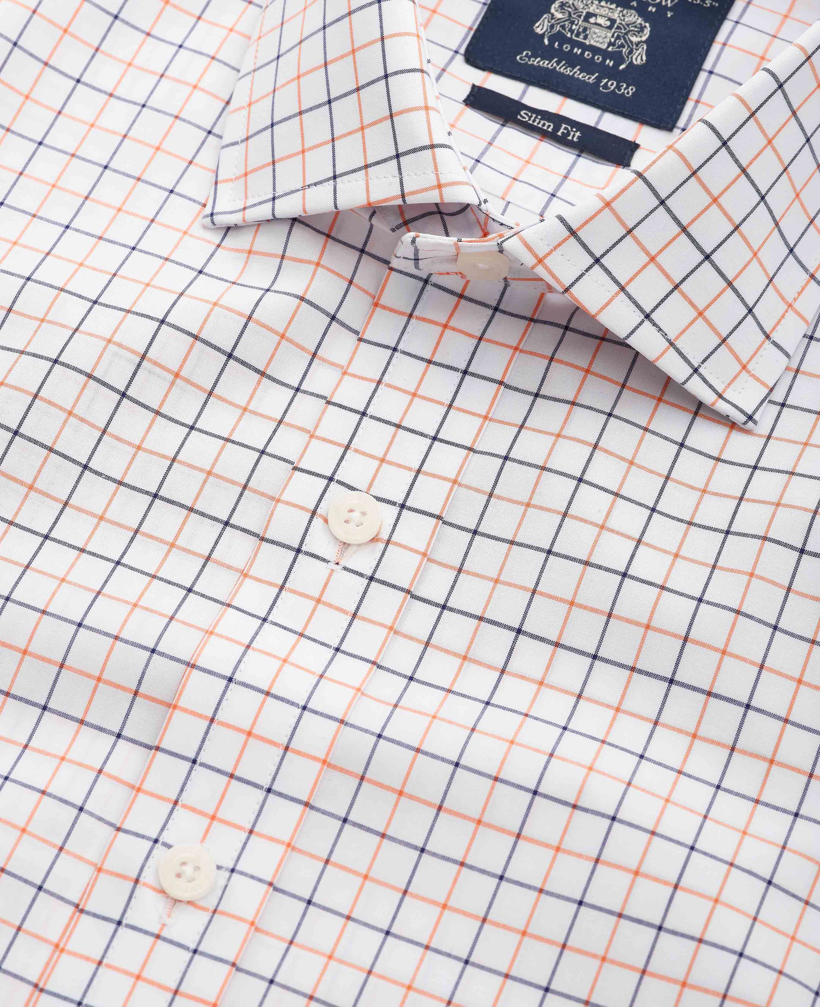 White Cotton Poplin Slim Fit Check Formal Shirt - Single Cuff - Image 3
