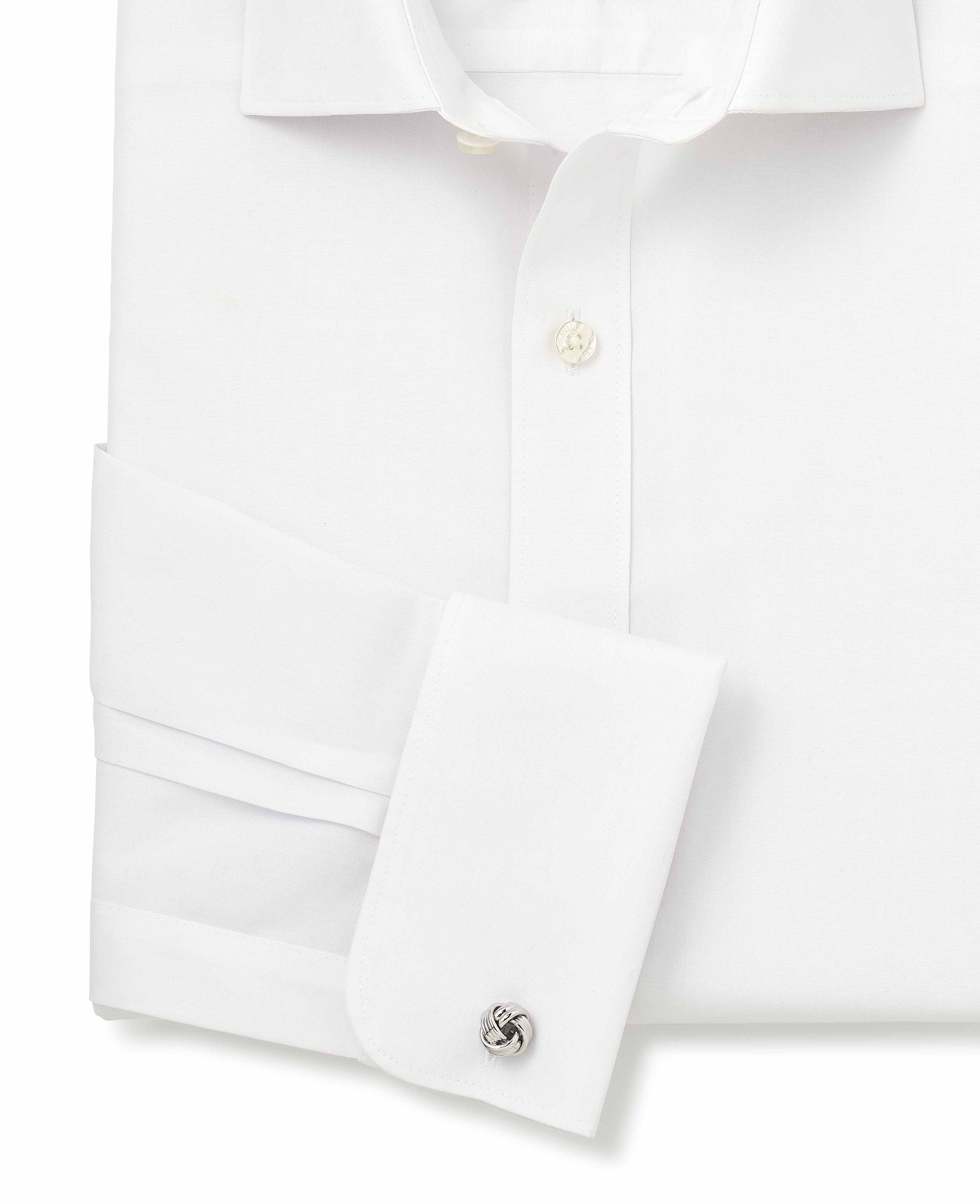 White Cotton Poplin Slim Fit Non-Iron Shirt - Single or Double Cuff - Image 9