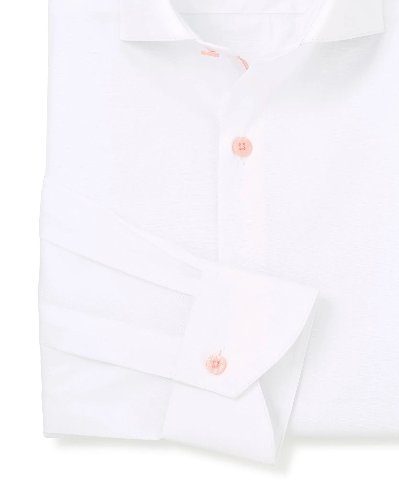 White Cotton Slim Fit Smart-Casual Shirt With Contrast Buttons - Single Cuff - Image 5